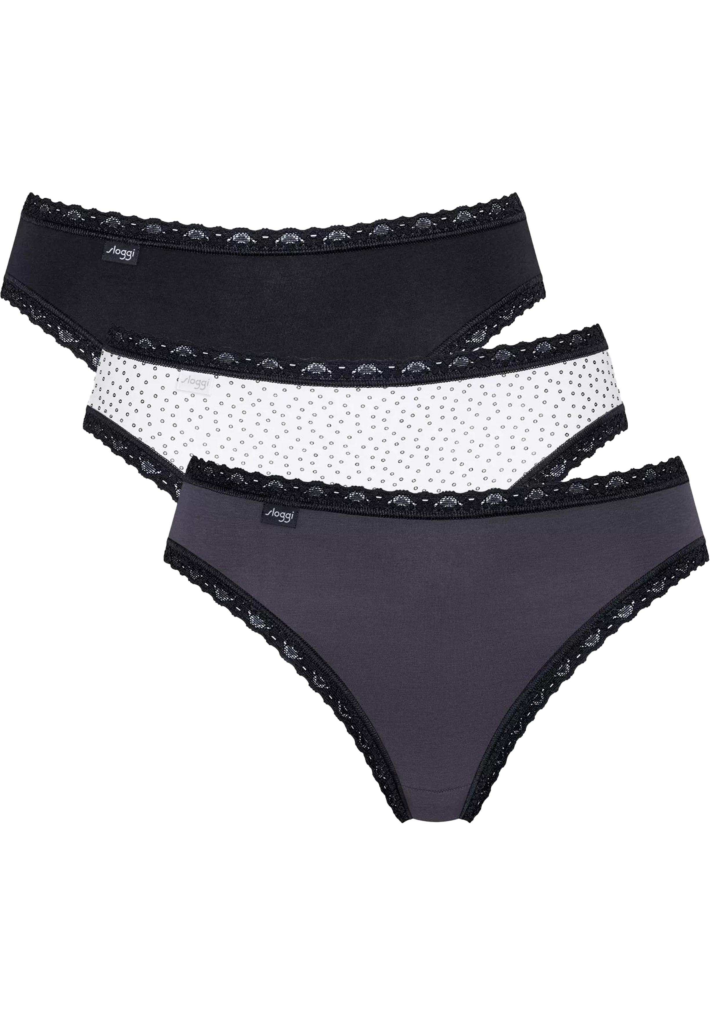 Sloggi Women 24/7 Weekend Tai (3-pack), dames slip, zwart