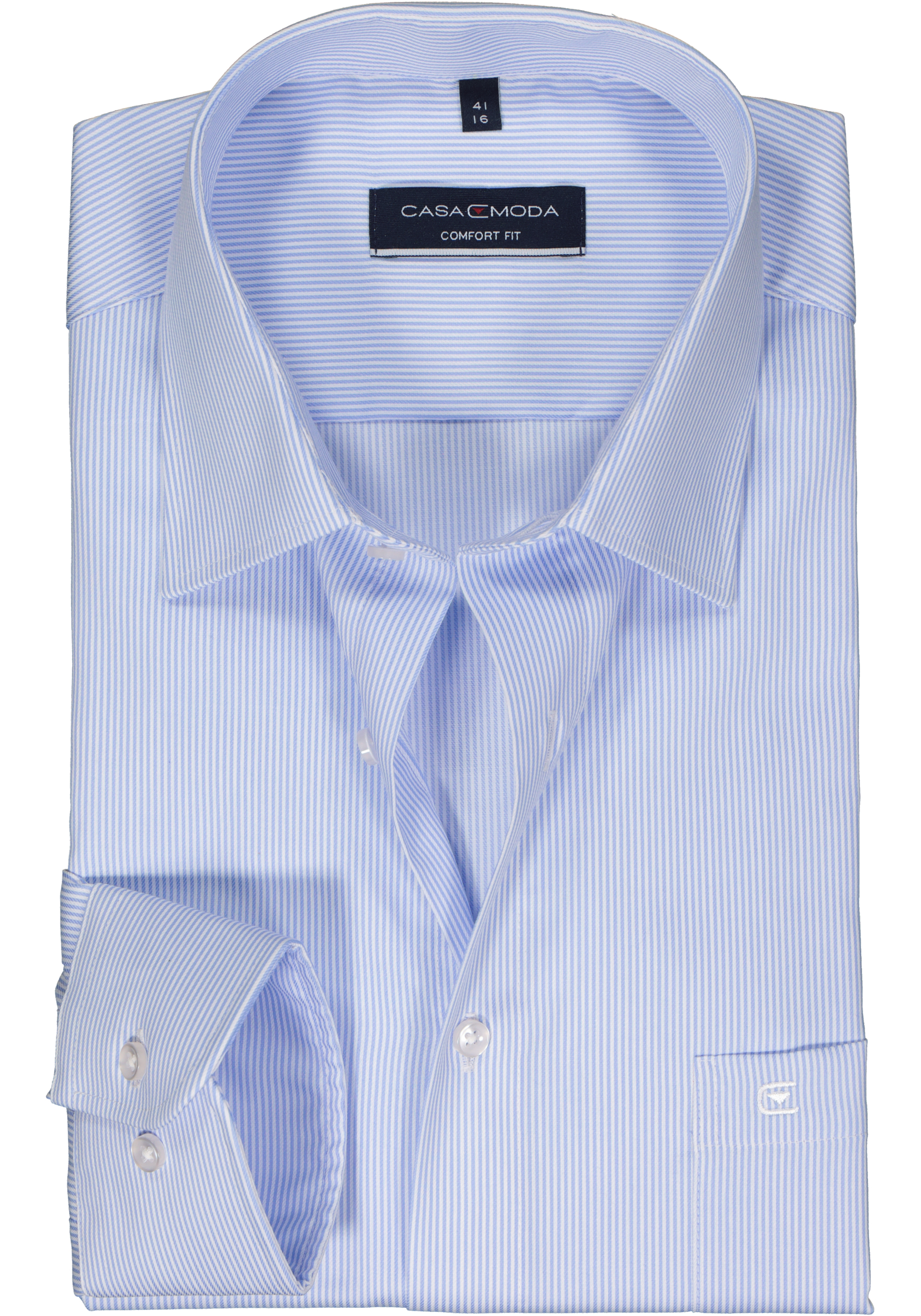 CASA MODA comfort fit overhemd, twill, blauw gestreept