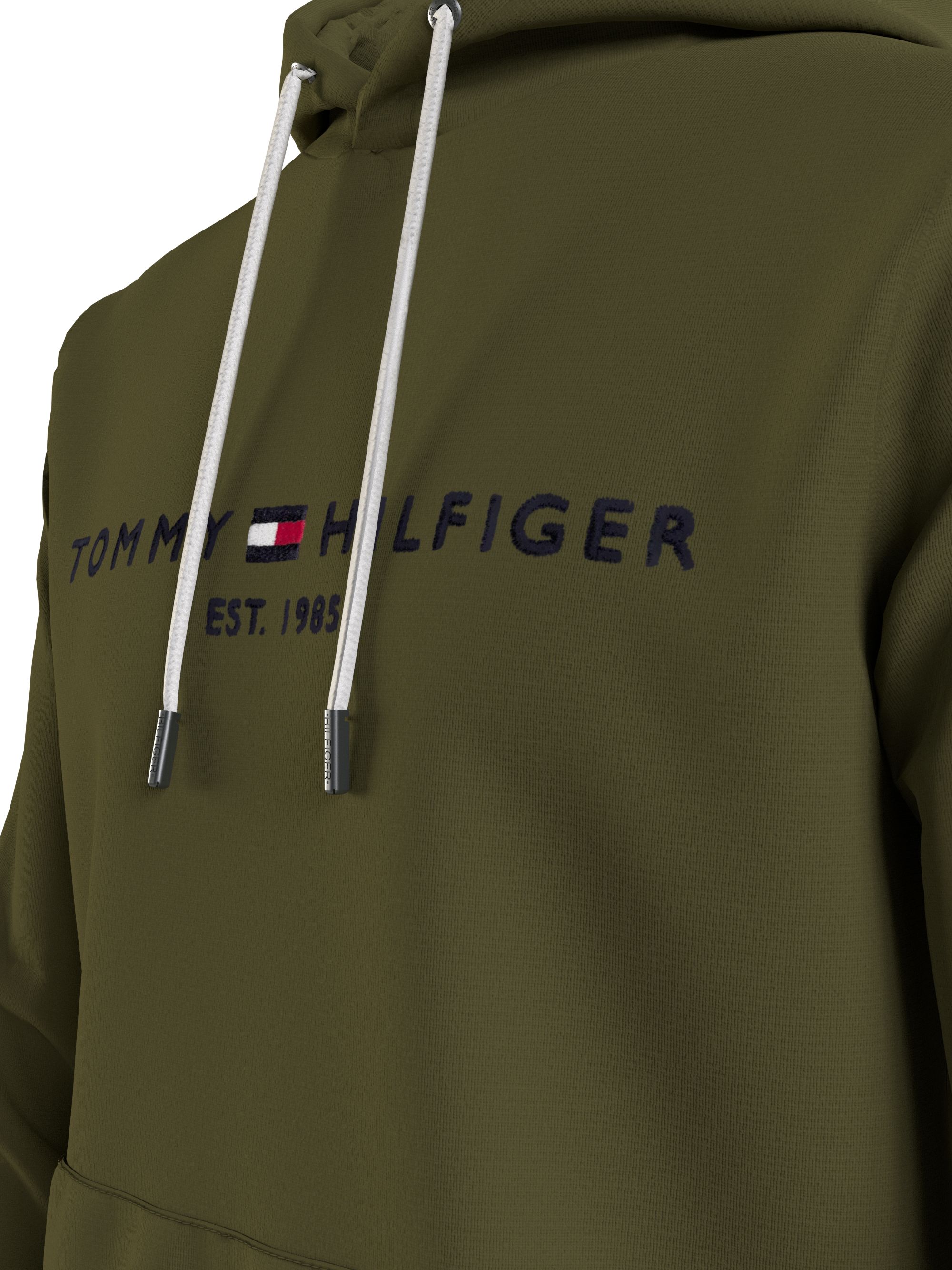 Tommy Hilfiger heren hoodie katoen, Tommy Logo Hoody, olijfgroen