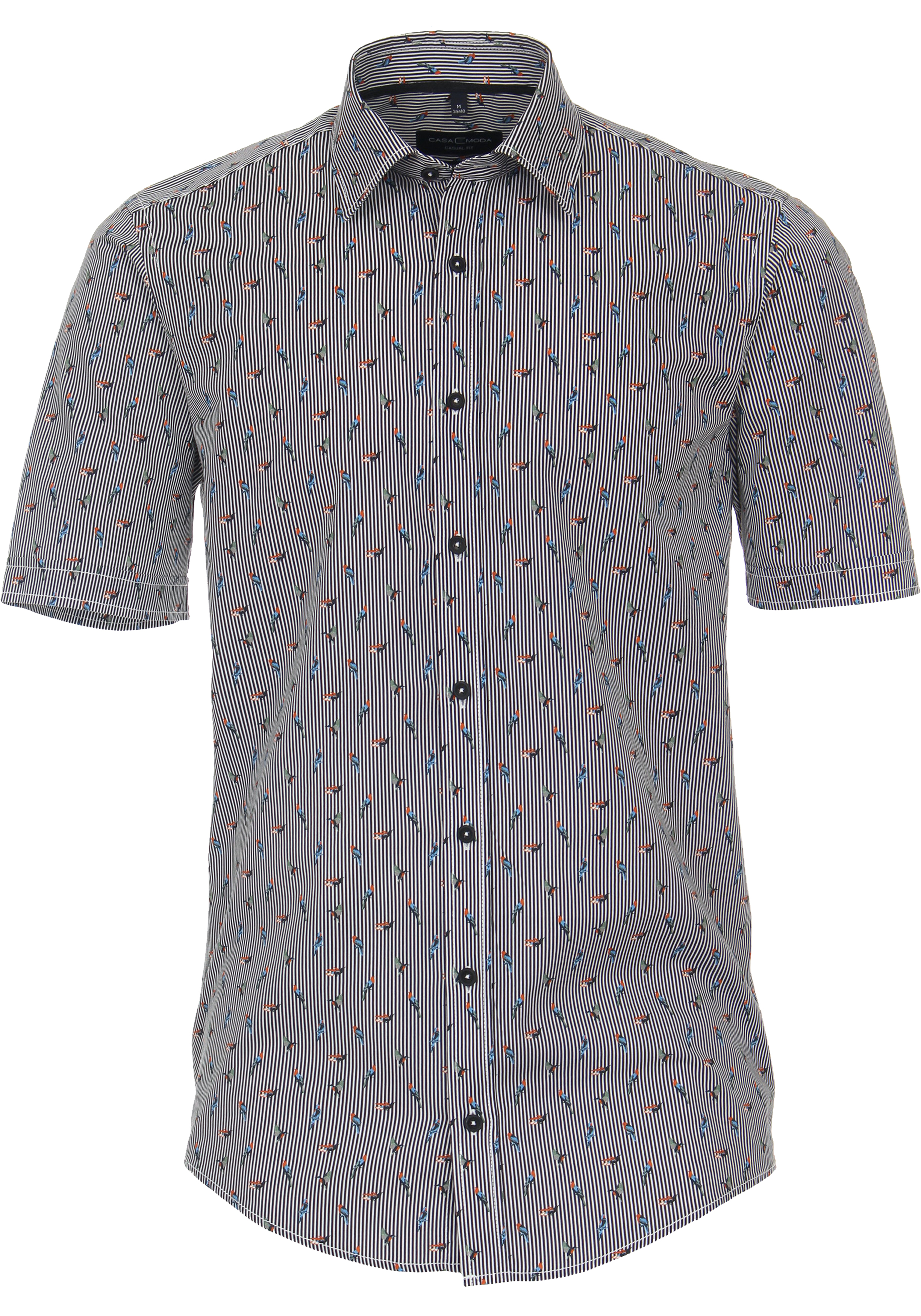 CASA MODA Sport casual fit overhemd, popeline, blauw dessin