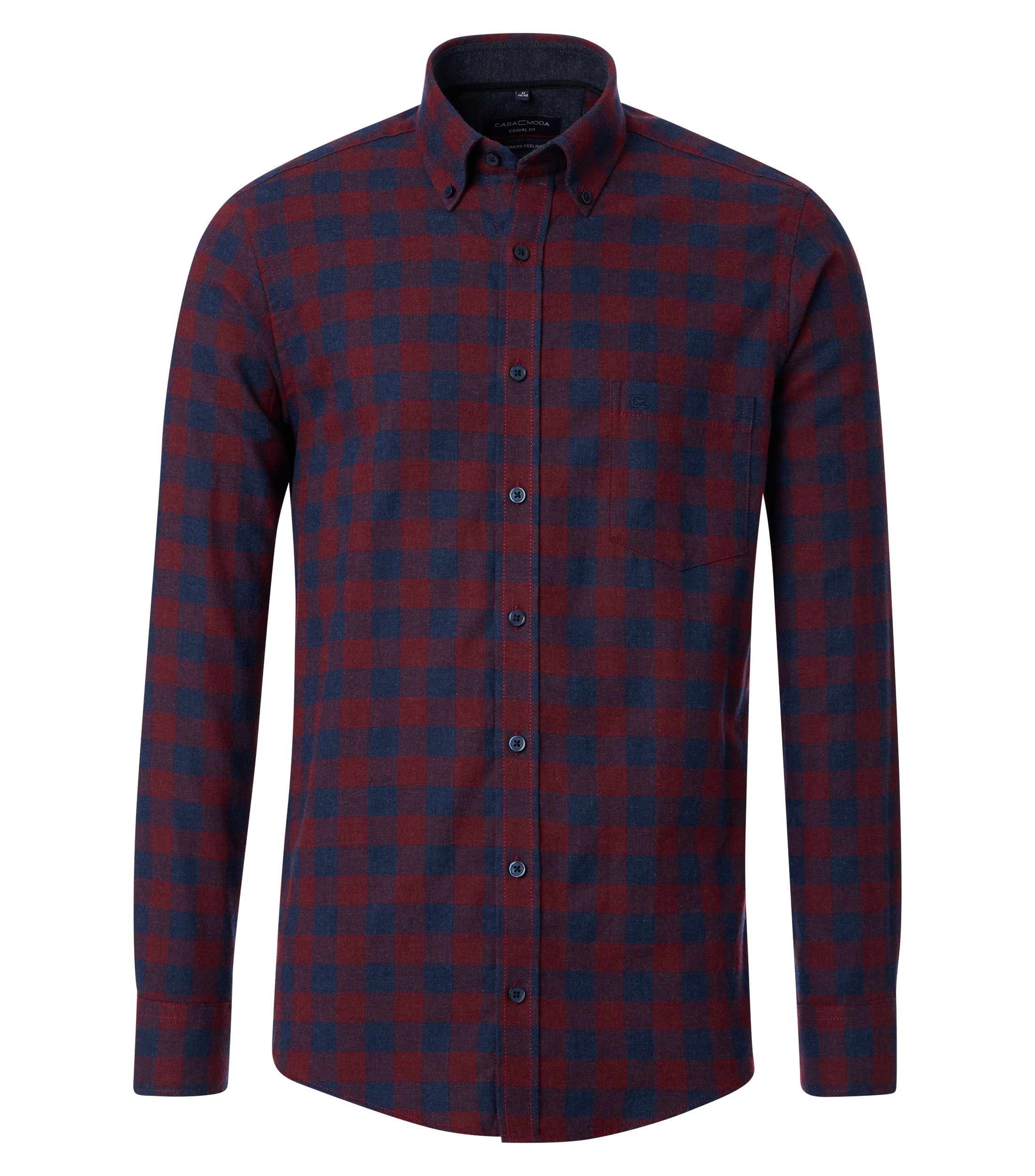 CASA MODA Sport casual fit overhemd, flanel, rood geruit - 444309200-400