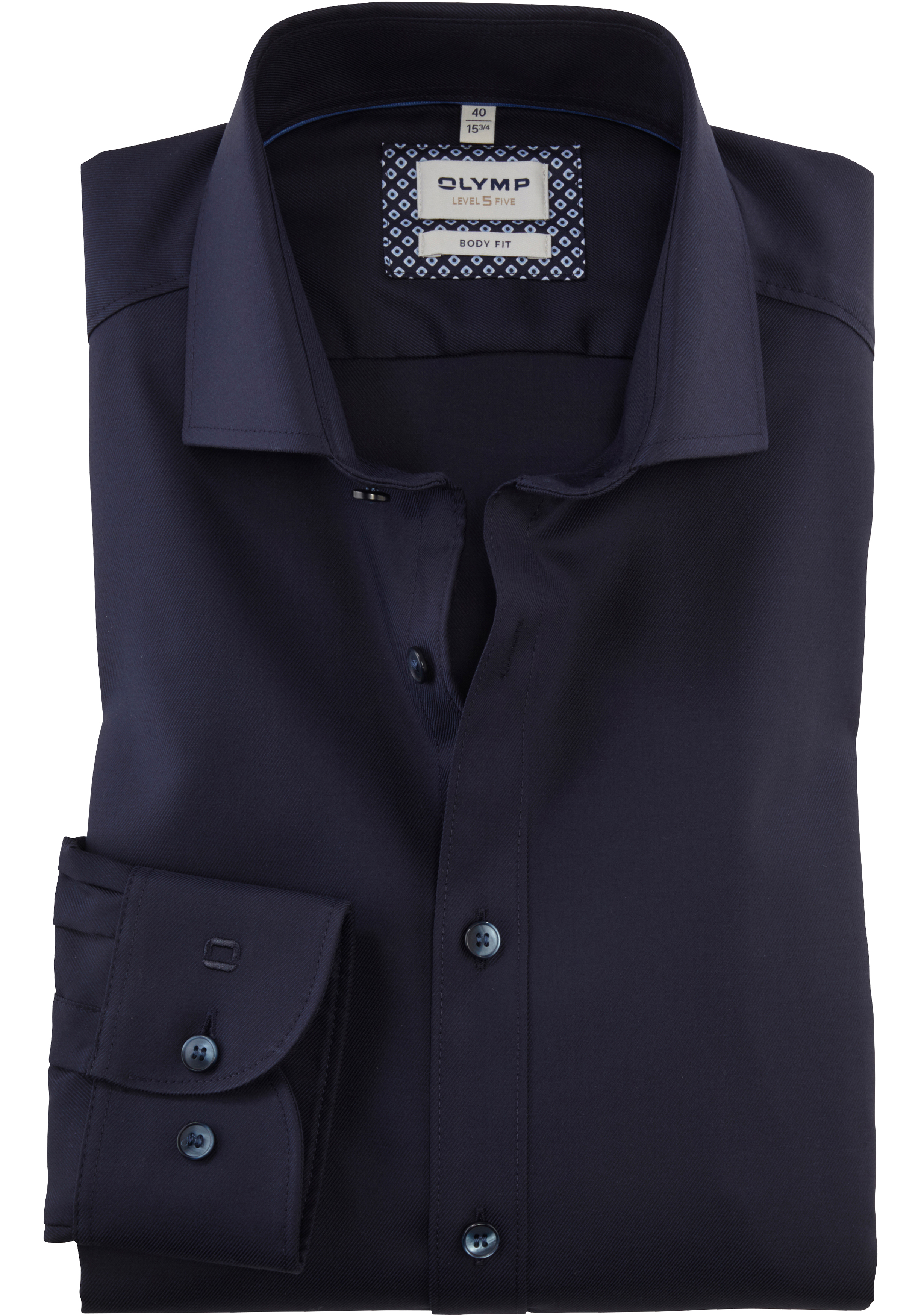 OLYMP Level 5 body fit overhemd, twill, nachtblauw