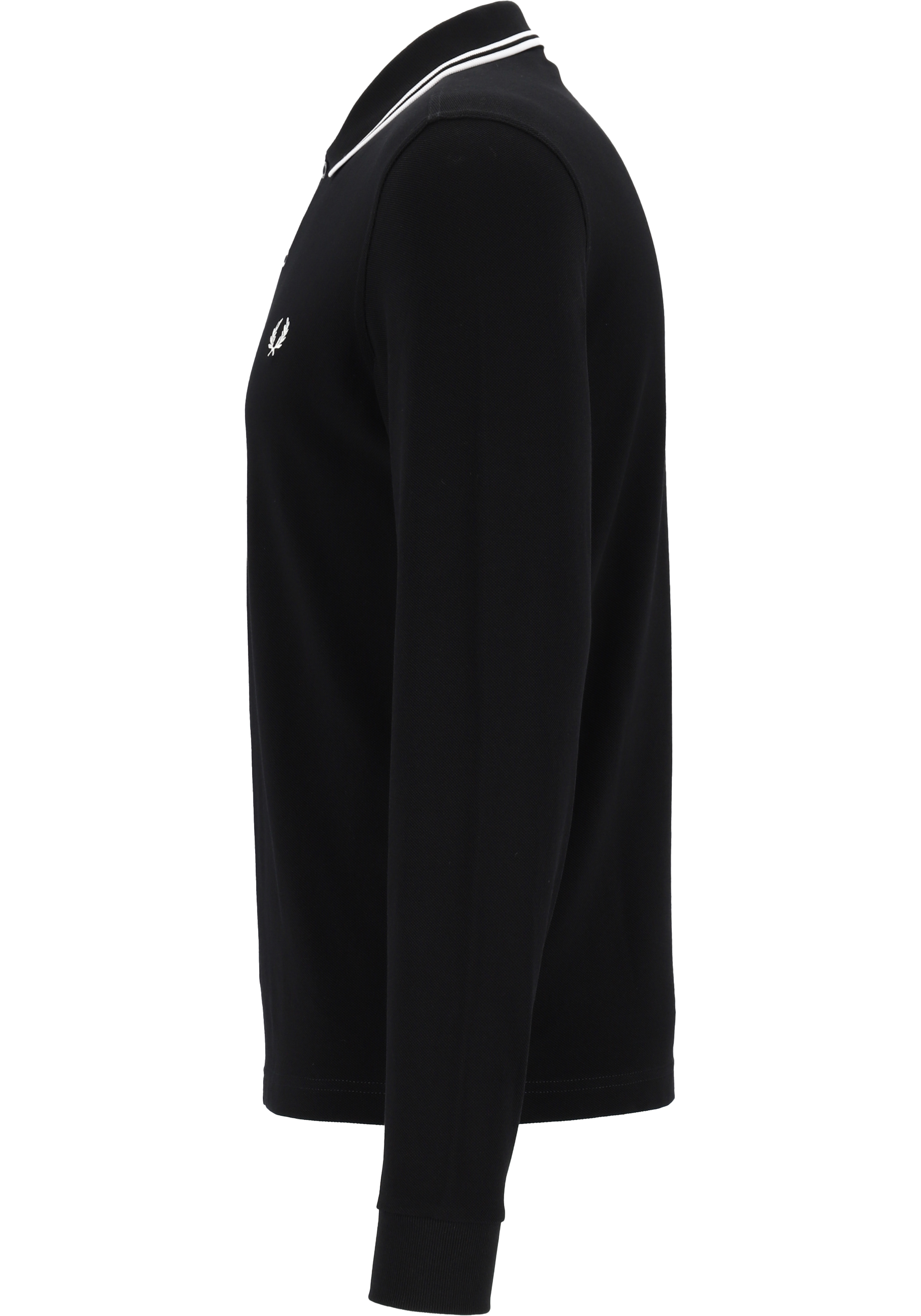 Fred Perry M3636 long sleeved twin tipped shirt, heren polo lange mouwen, Black / White