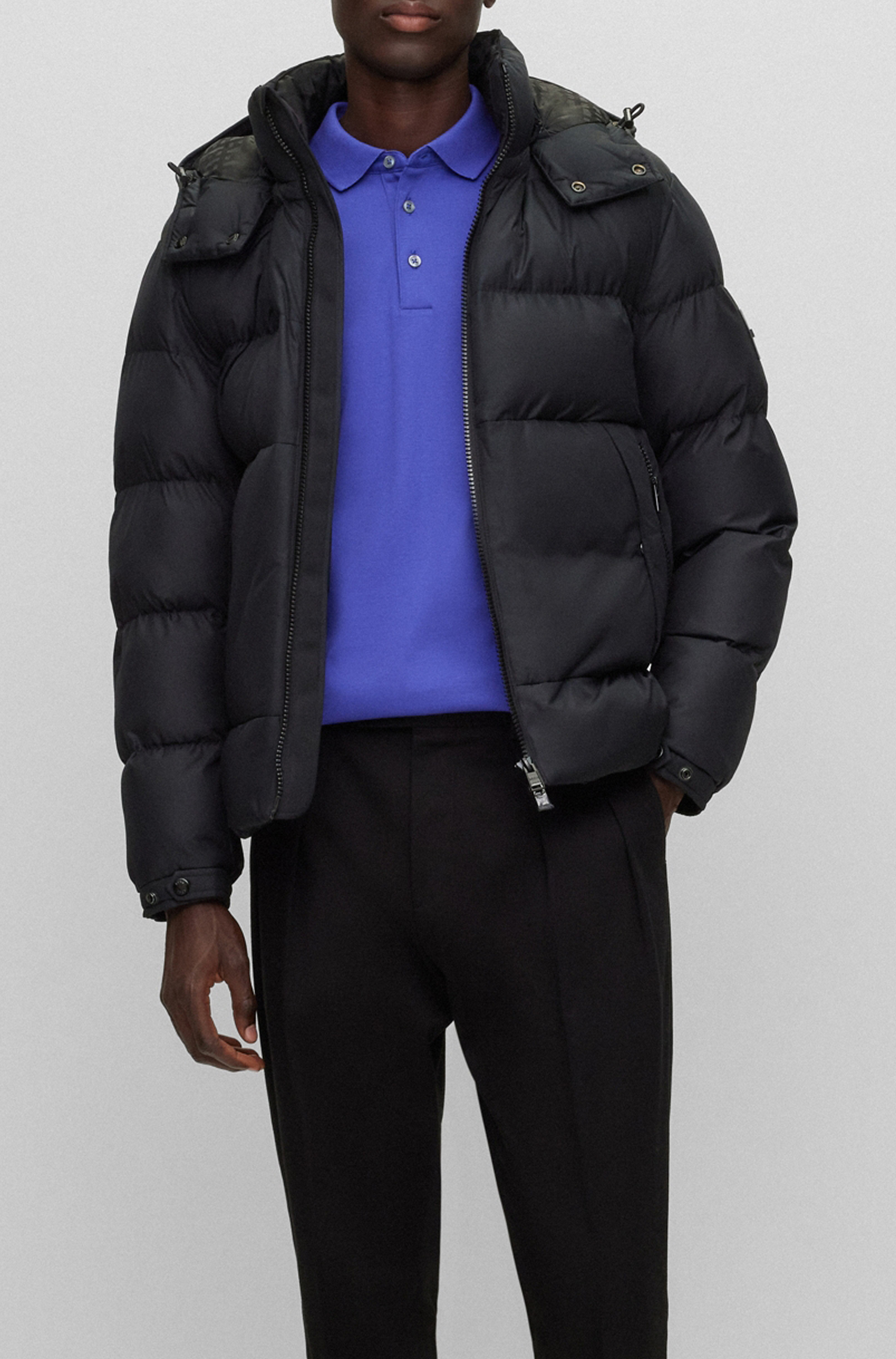 BOSS Pado regular fit polo lange mouw, jersey, donkerpaars