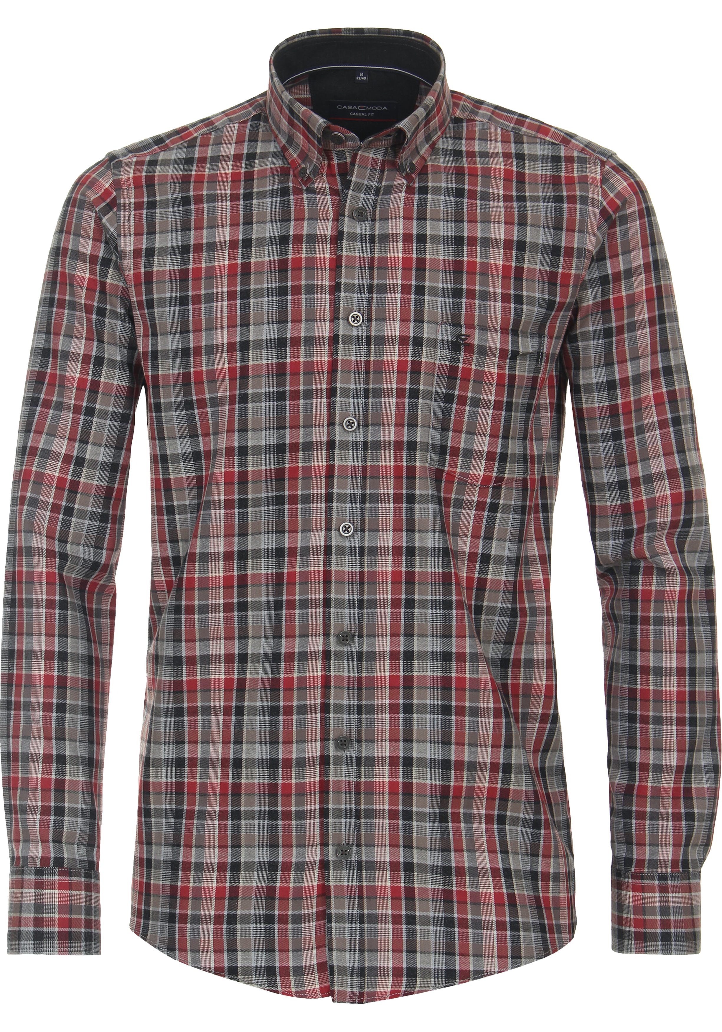 CASA MODA Sport casual fit overhemd, flanel, rood geruit
