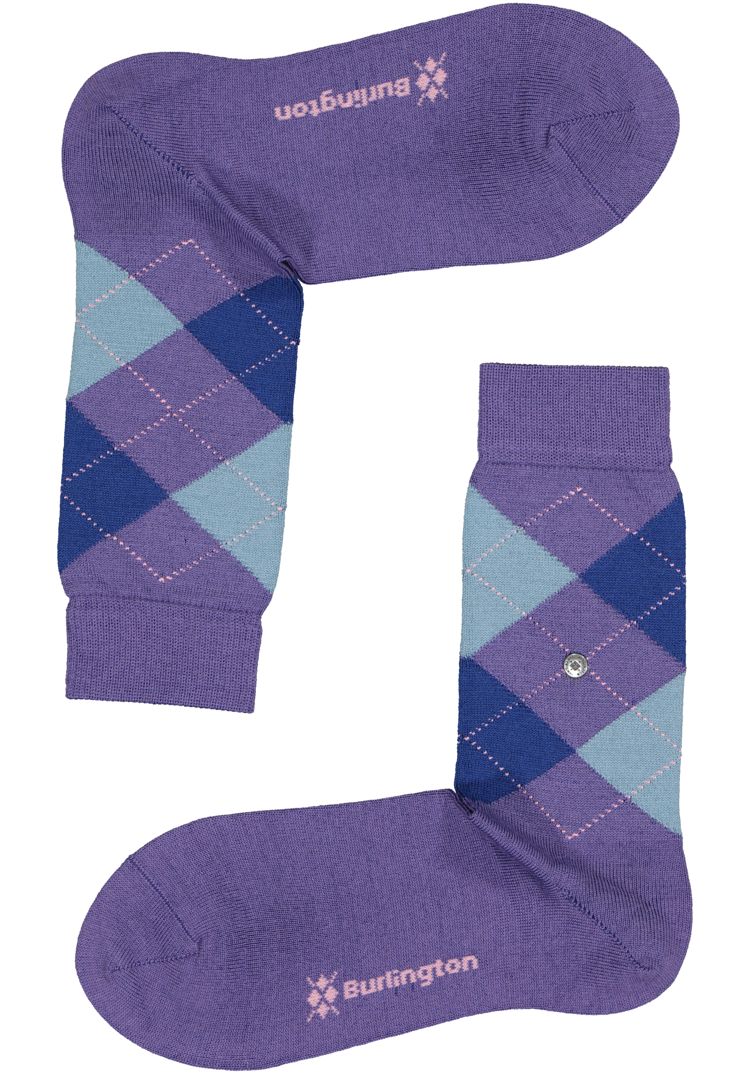 Burlington Marylebone damessokken, wol,  paars met blauw
