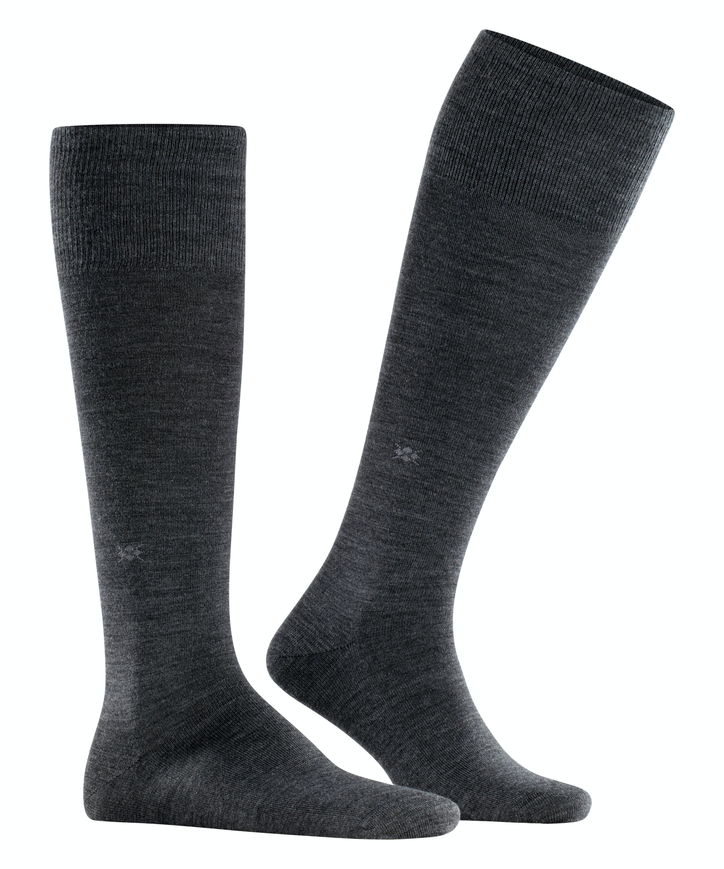 Burlington Leeds heren kniekousen, grijs (asphalt mel.)