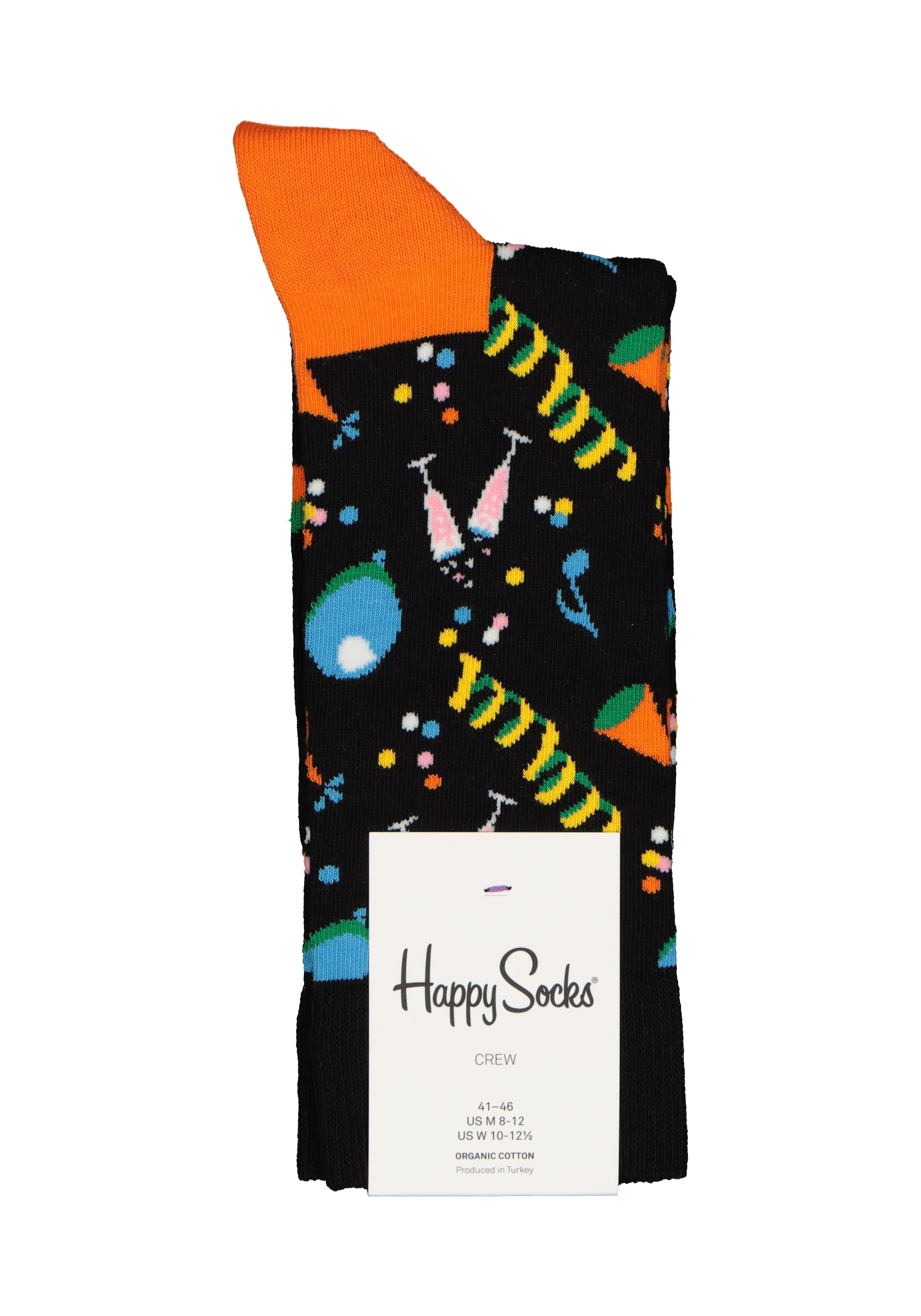 Happy Socks Party Party Sock, unisex sokken, zwart met slingers