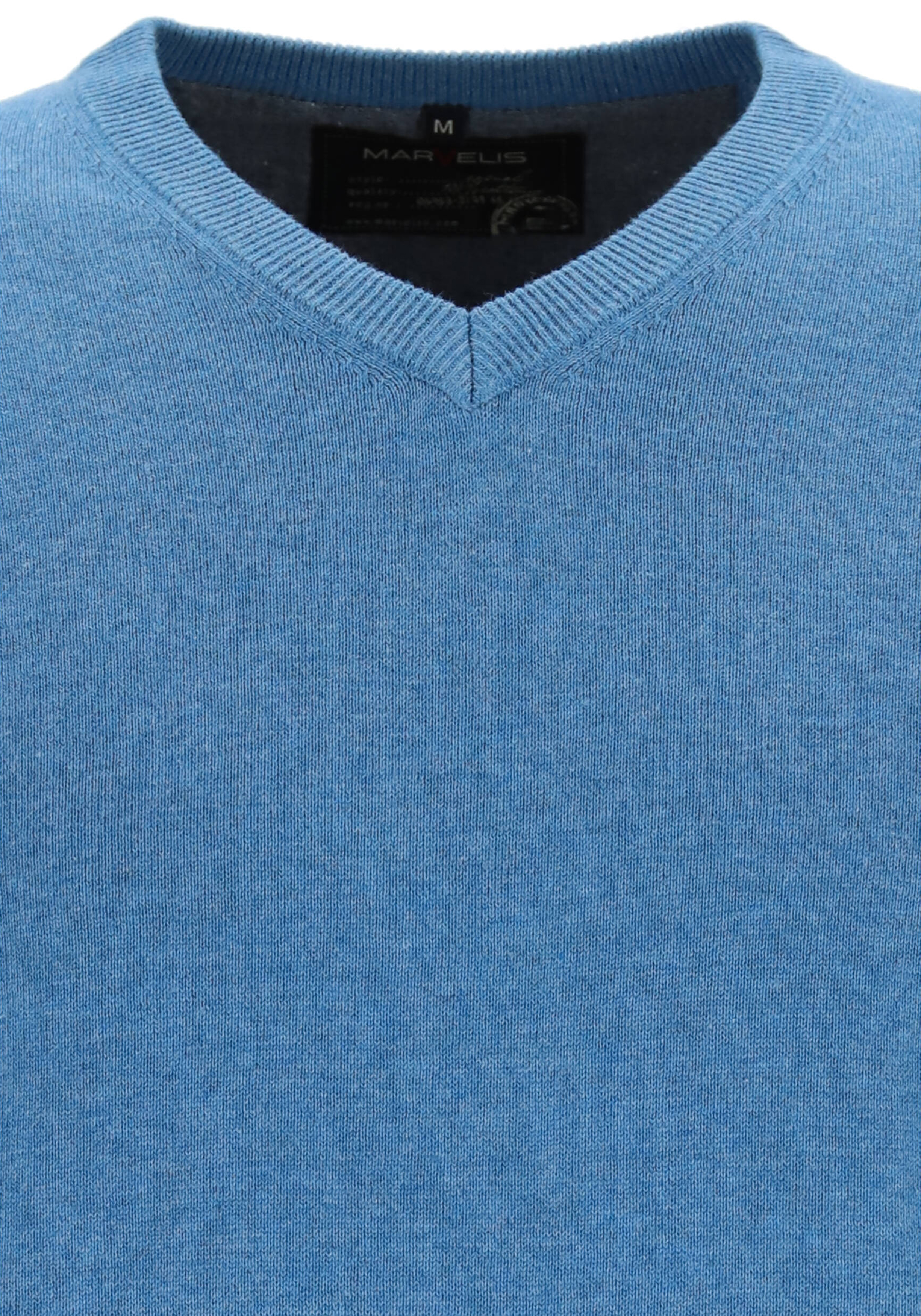 MARVELIS modern fit trui katoen, V-hals, lichtblauw