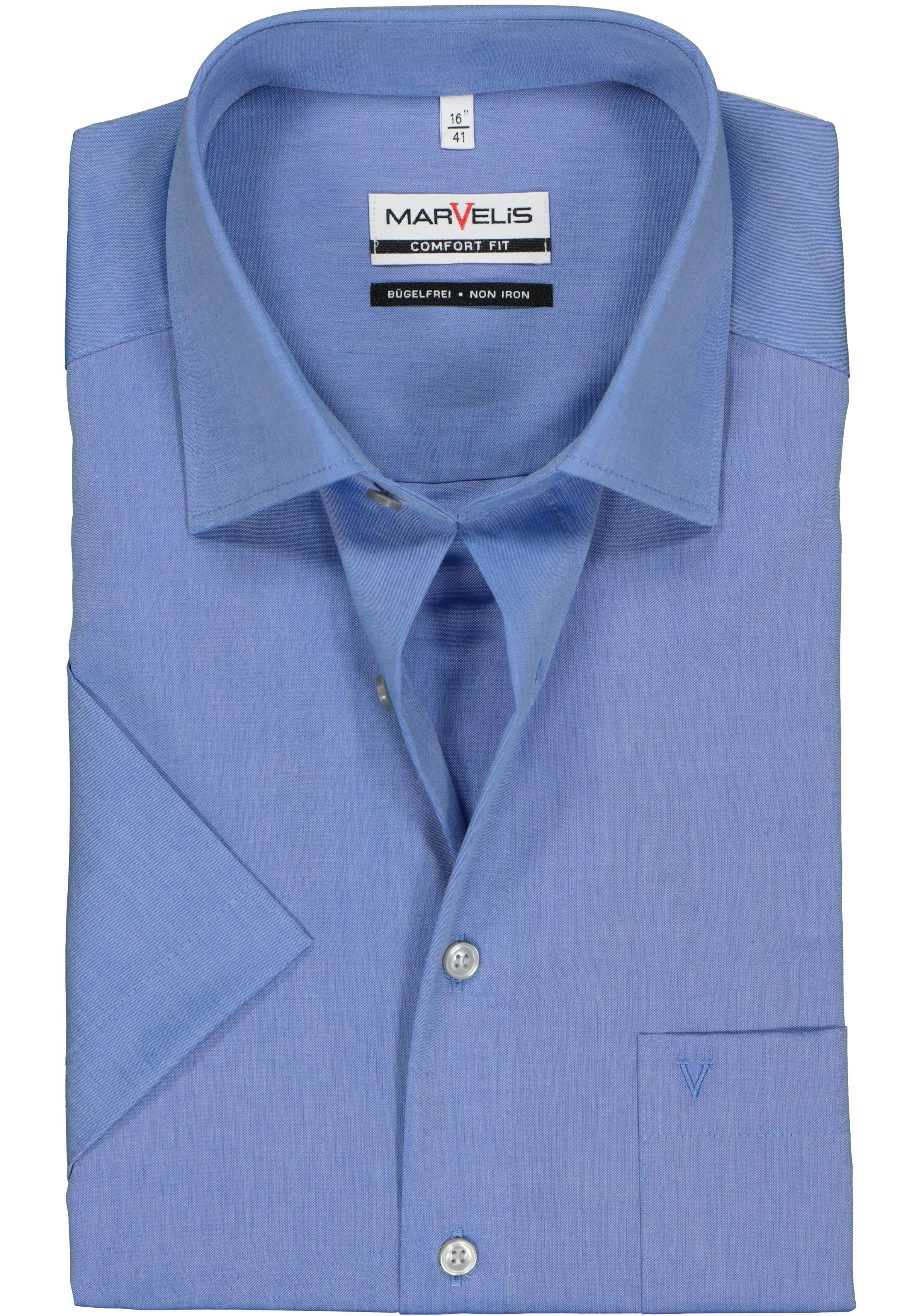 MARVELIS comfort fit overhemd, korte mouw, blauw