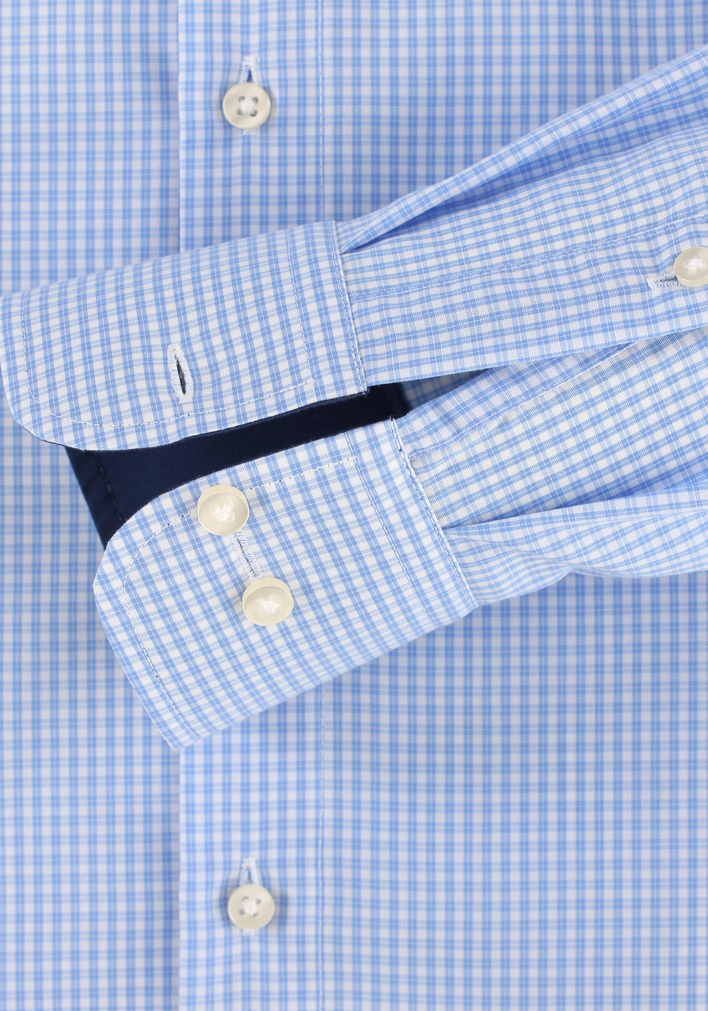 Redmond modern fit overhemd, lichtblauw geruit 