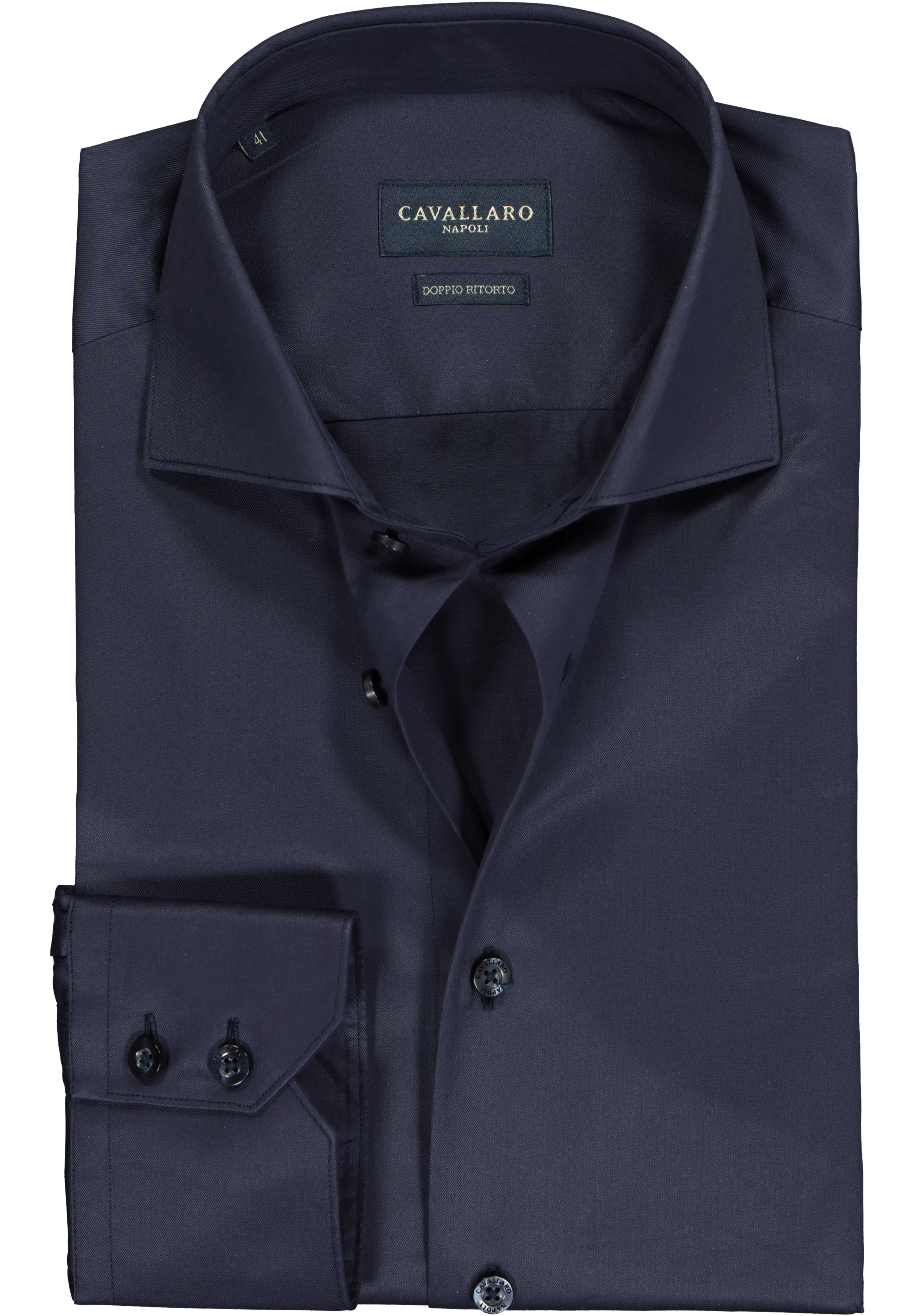 Cavallaro Napoli slim fit overhemd, twill, donkerblauw