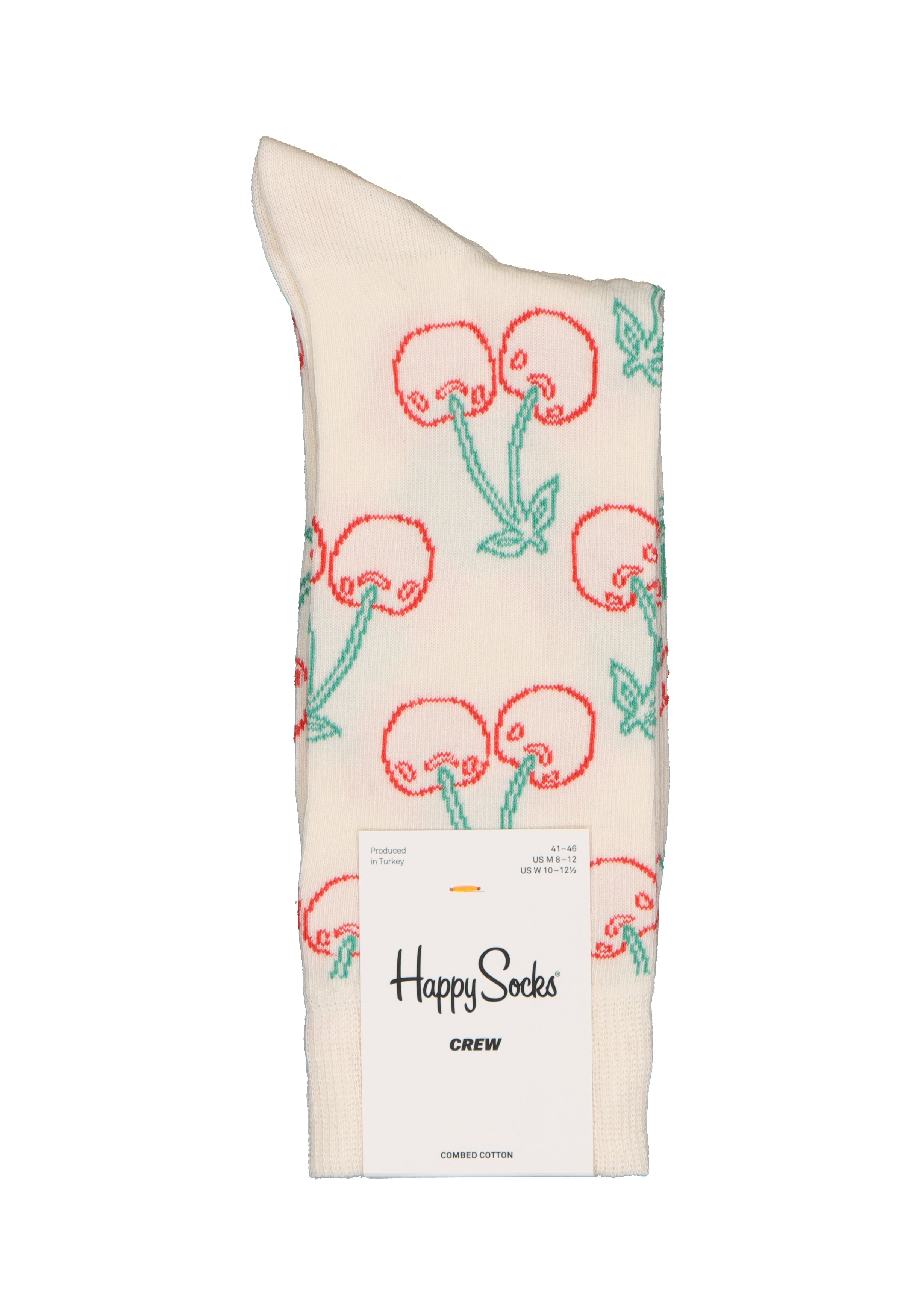 Happy Socks Cherry Sock, wit met rode kersen