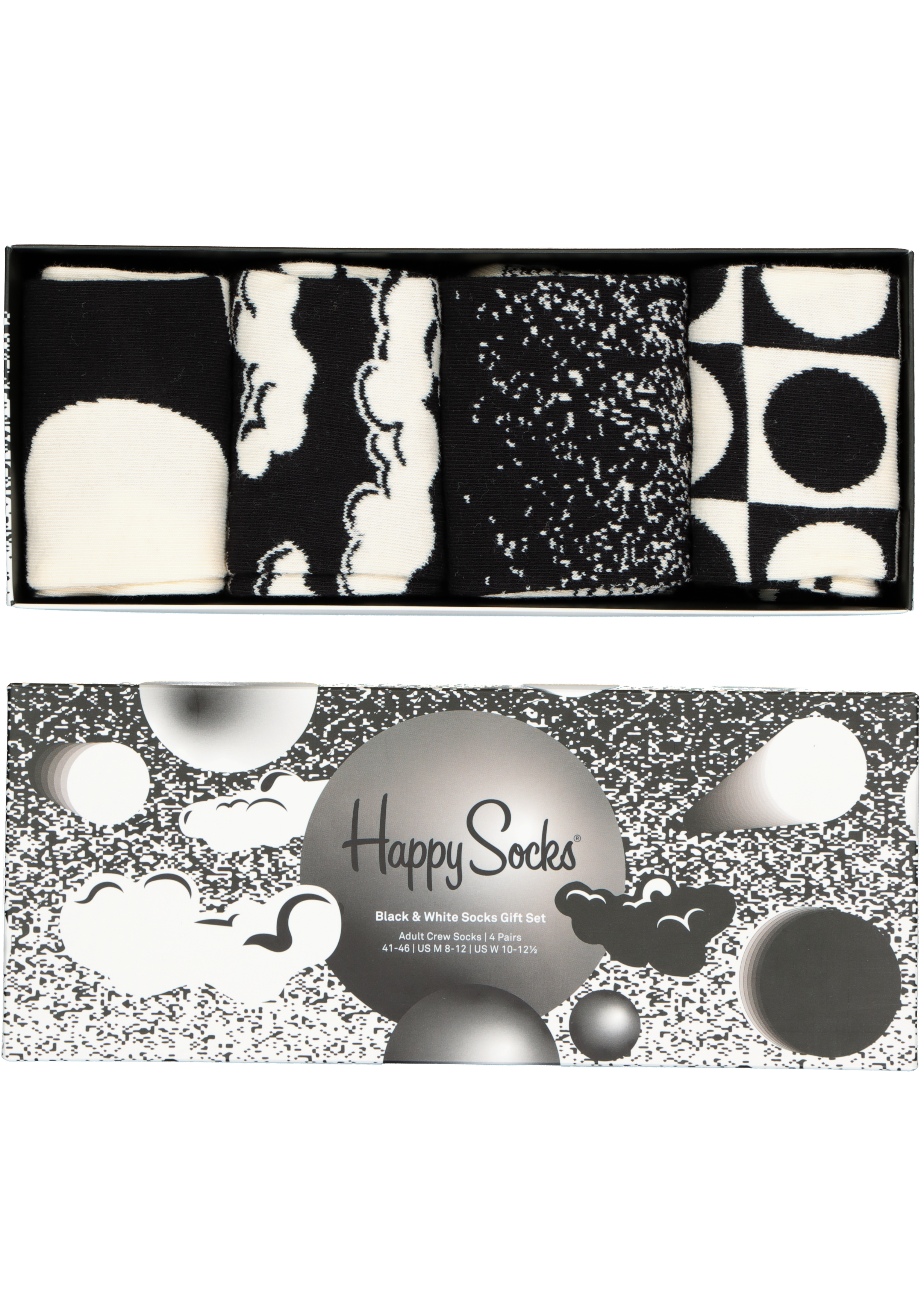 Happy Socks Black & White Socks Gift Set (4-pack)