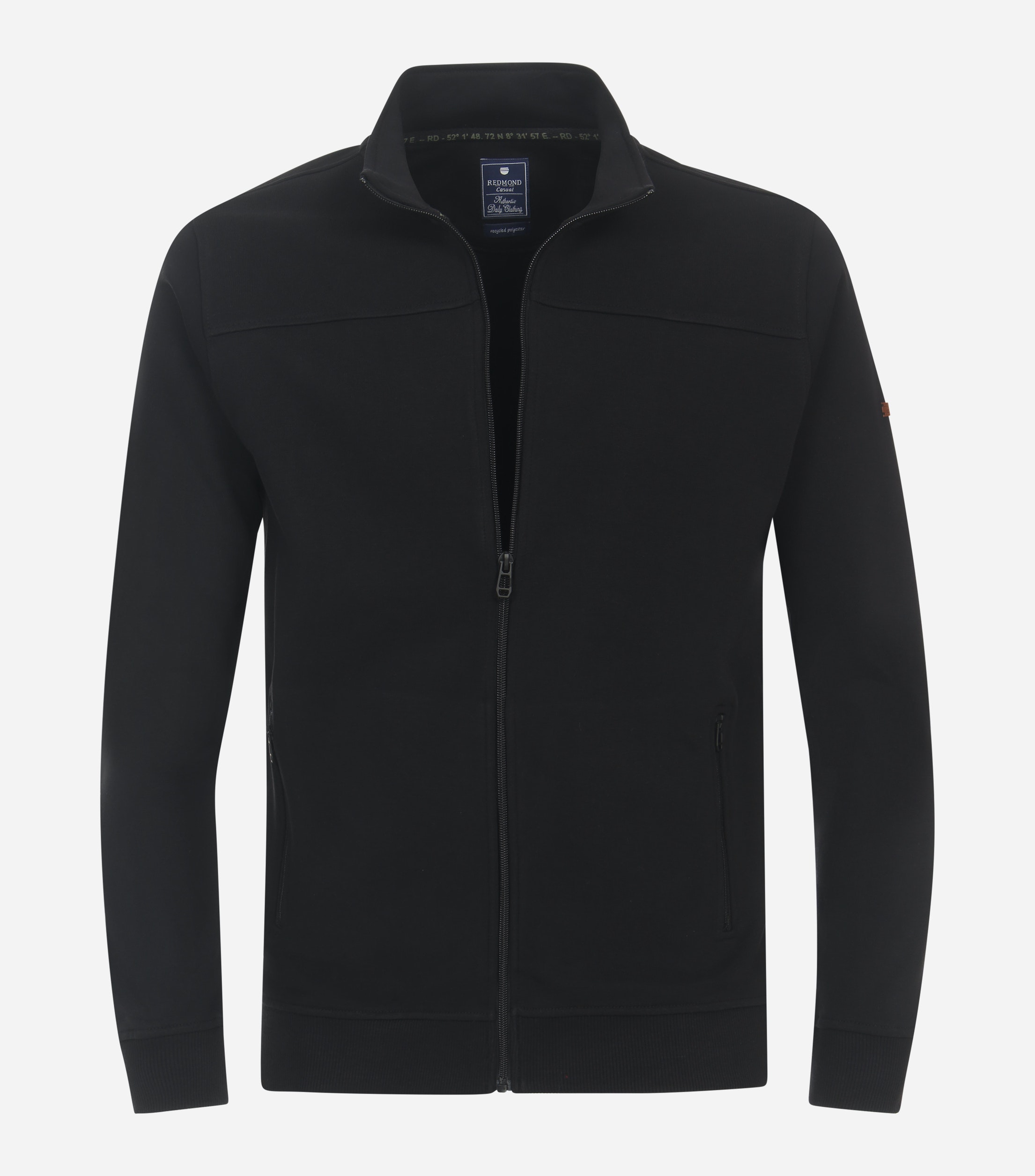 Redmond heren sweatvest katoenmengsel, opstaande kraag, grijs (middeldik)