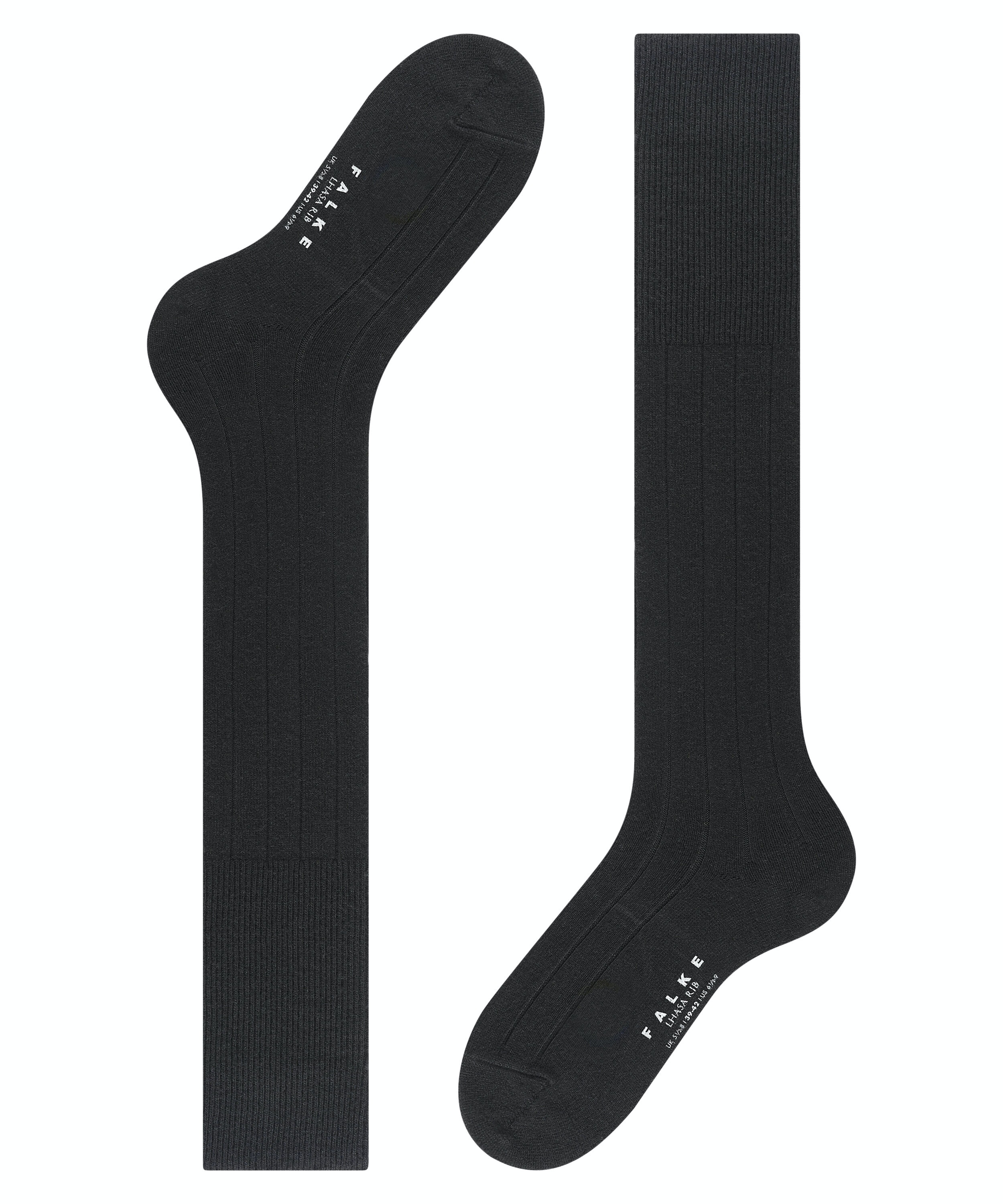 FALKE Lhasa Rib heren kniekousen zwart (black)
