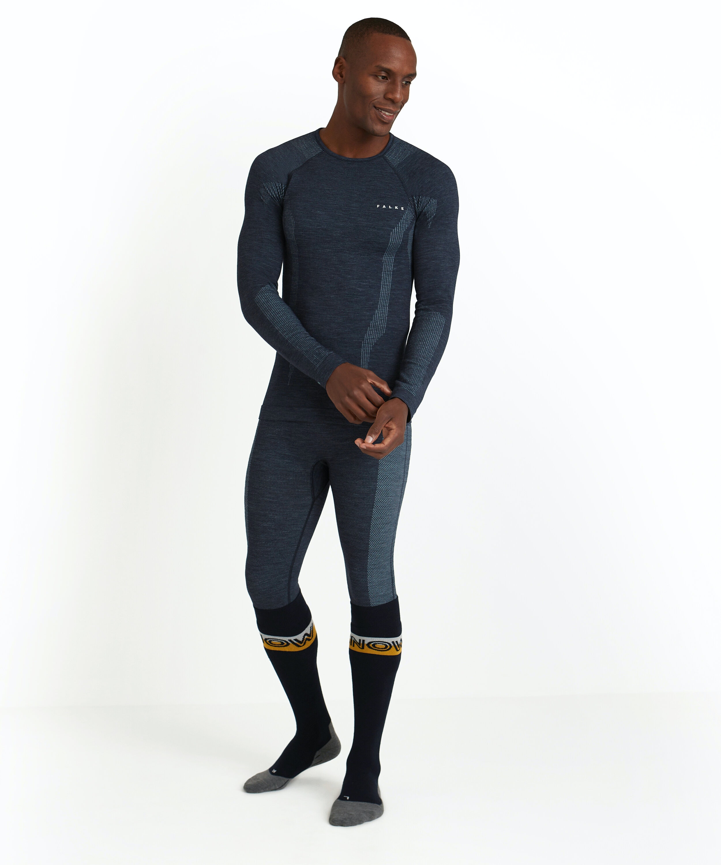 FALKE heren lange mouw shirt Wool-Tech, thermoshirt, blauw (space blue)
