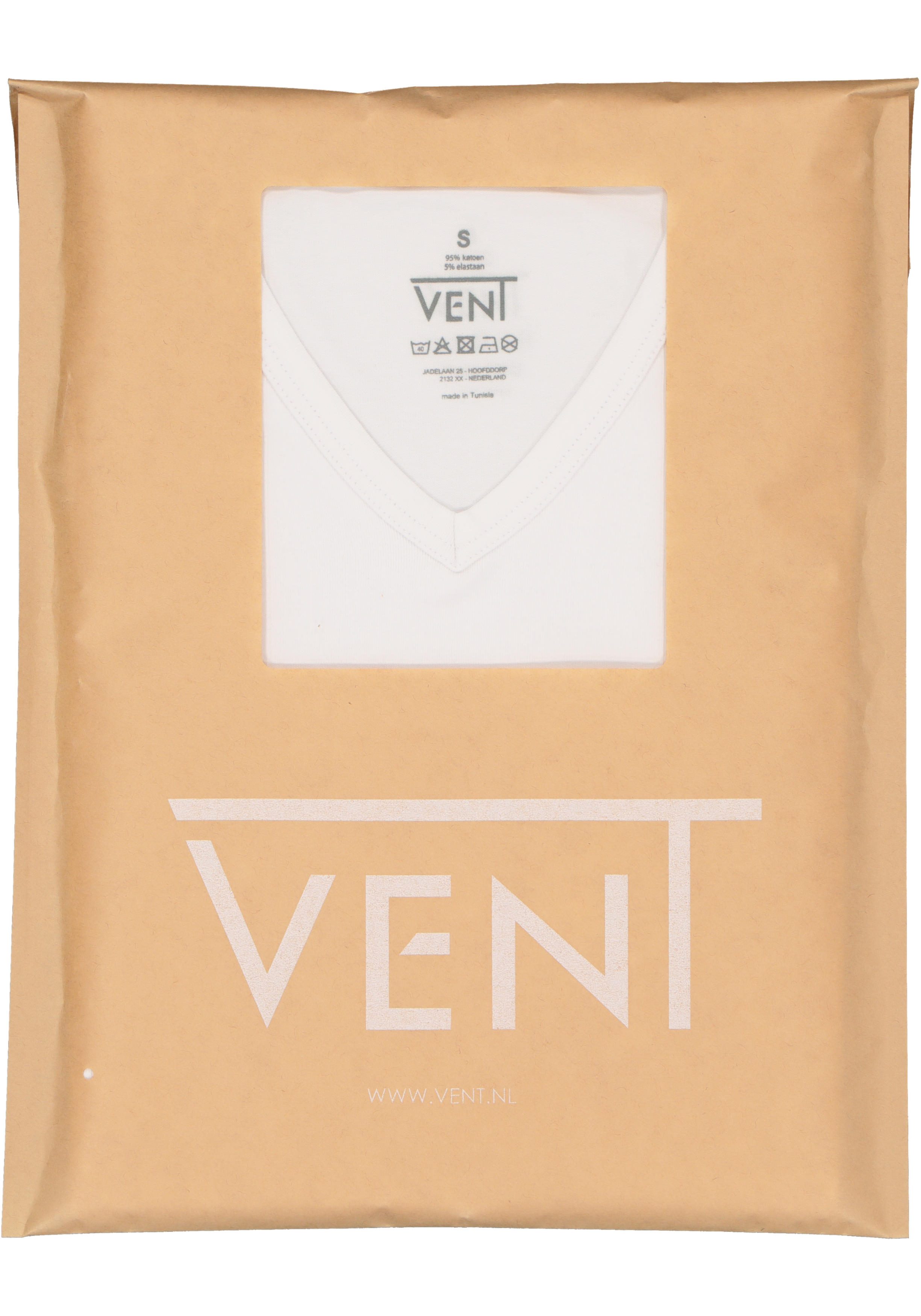 VENT strak model T-shirt V-hals (2-pack), wit 