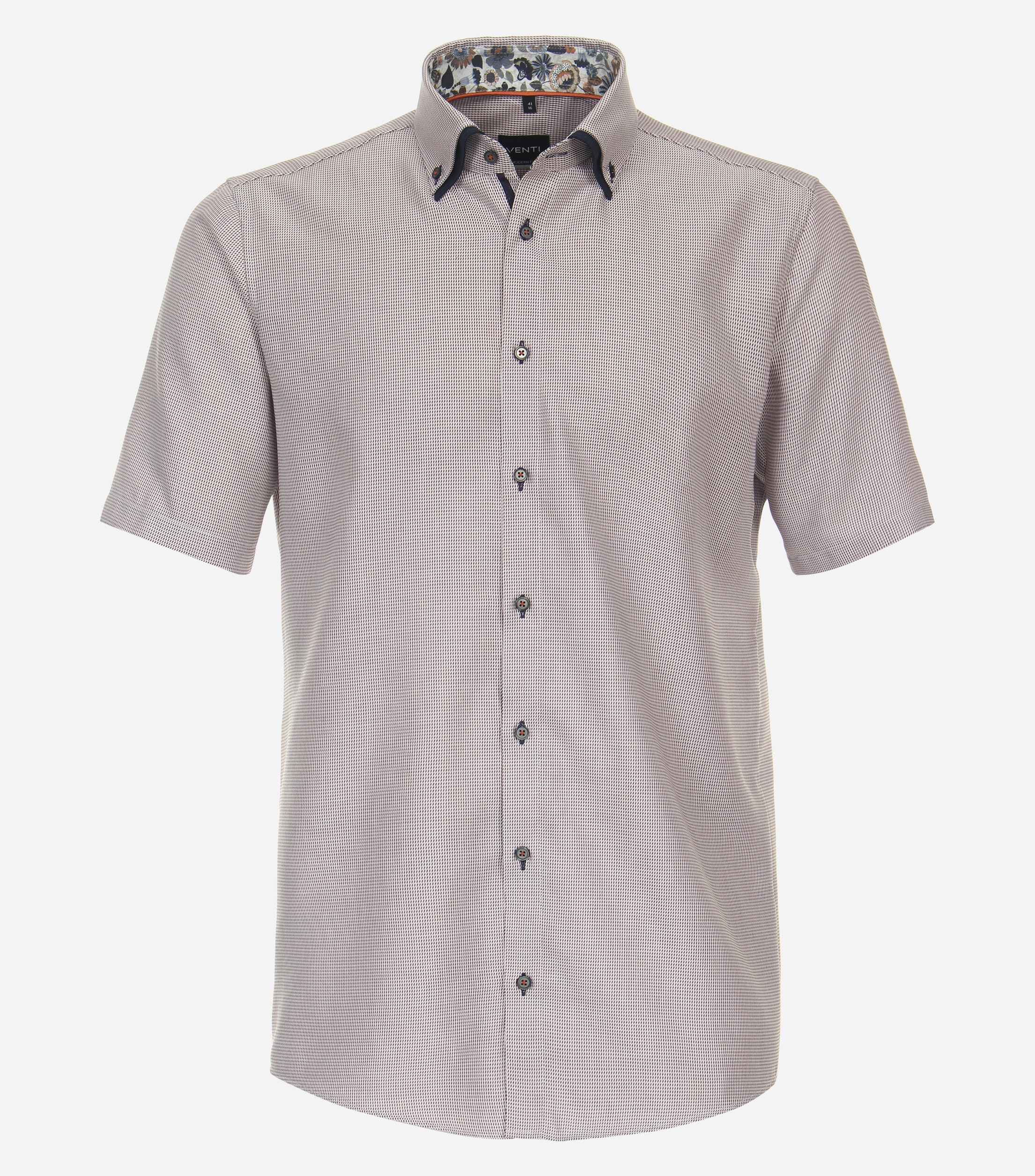 VENTI modern fit overhemd, korte mouw, twill, oranje