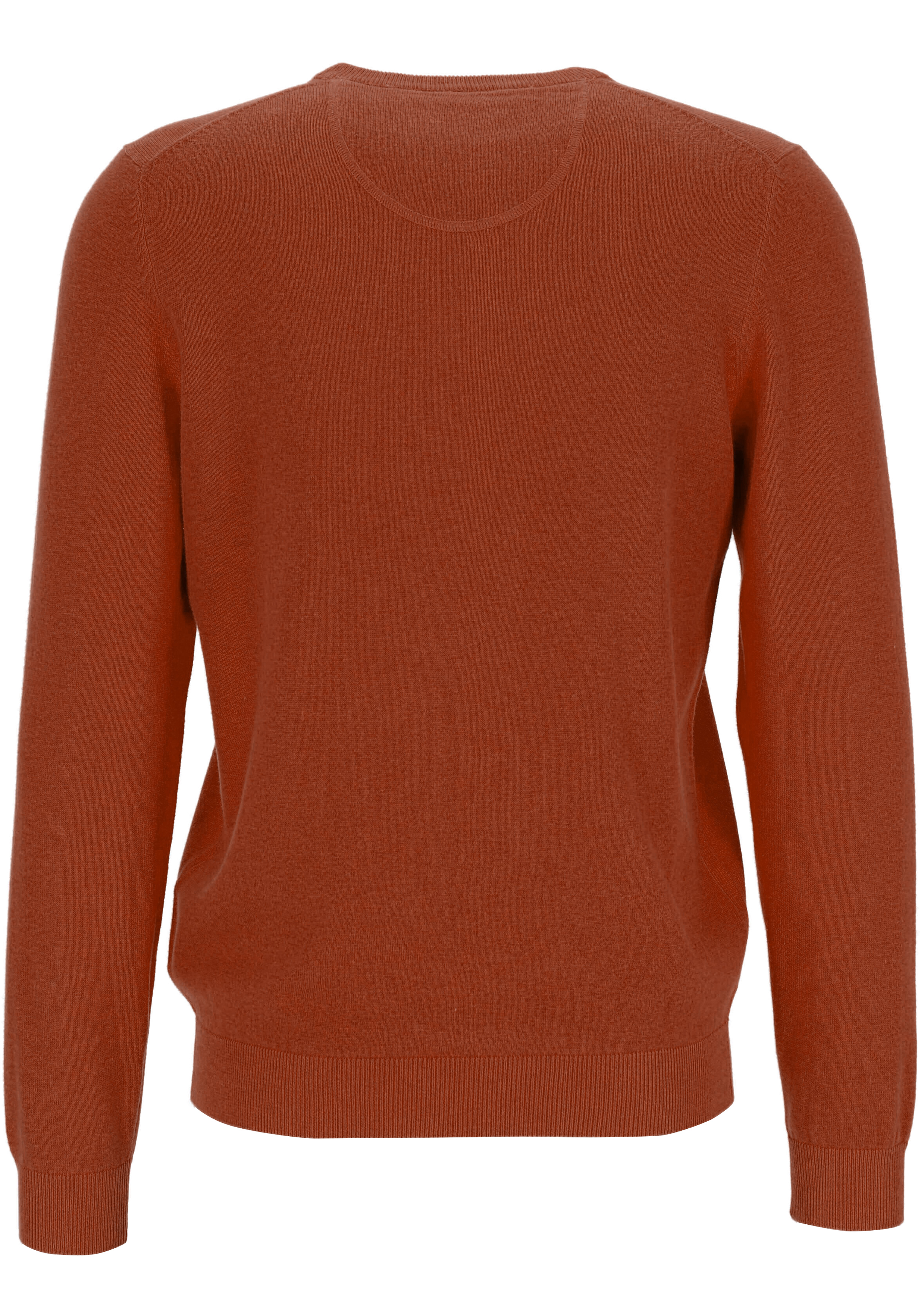 MARVELIS modern fit trui katoen, V-hals, roestbruin