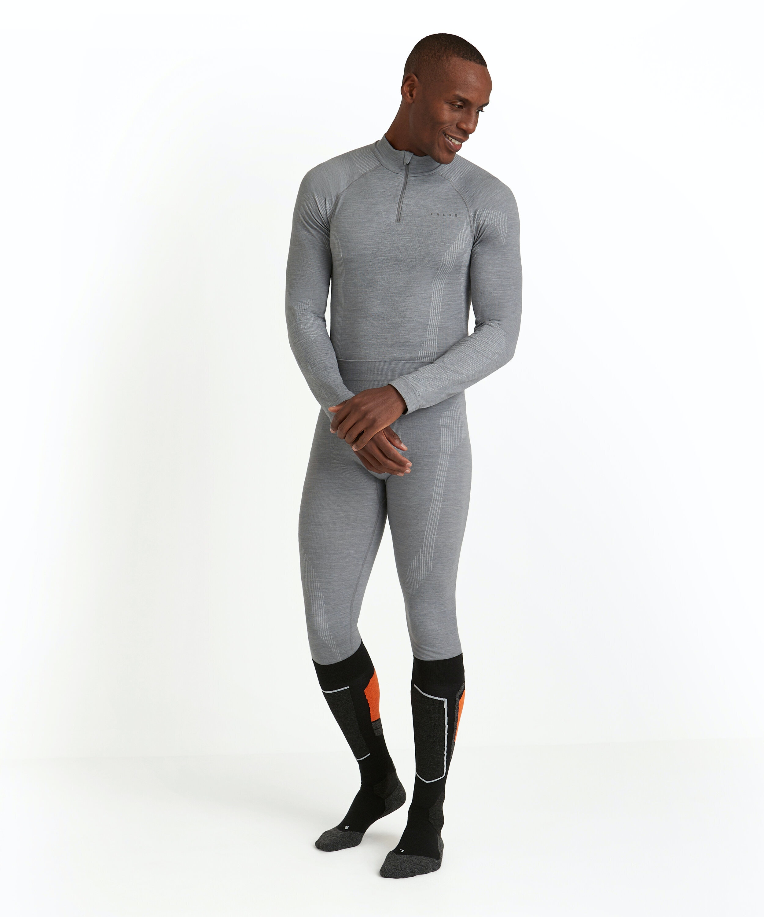FALKE heren tights Wool-Tech, thermobroek, grijs (grey-heather)