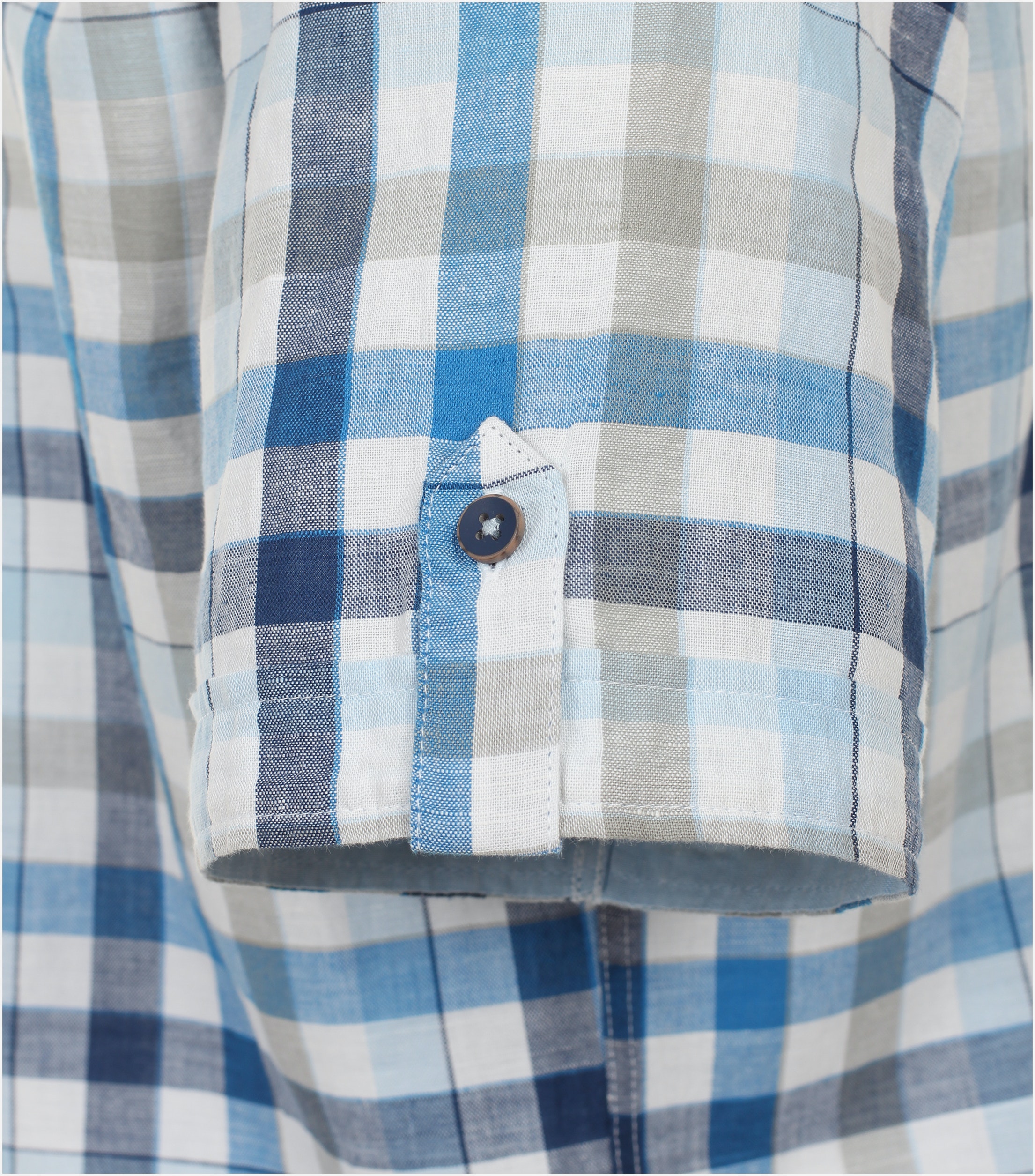 Redmond comfort fit overhemd, korte mouw, popeline, blauw geruit