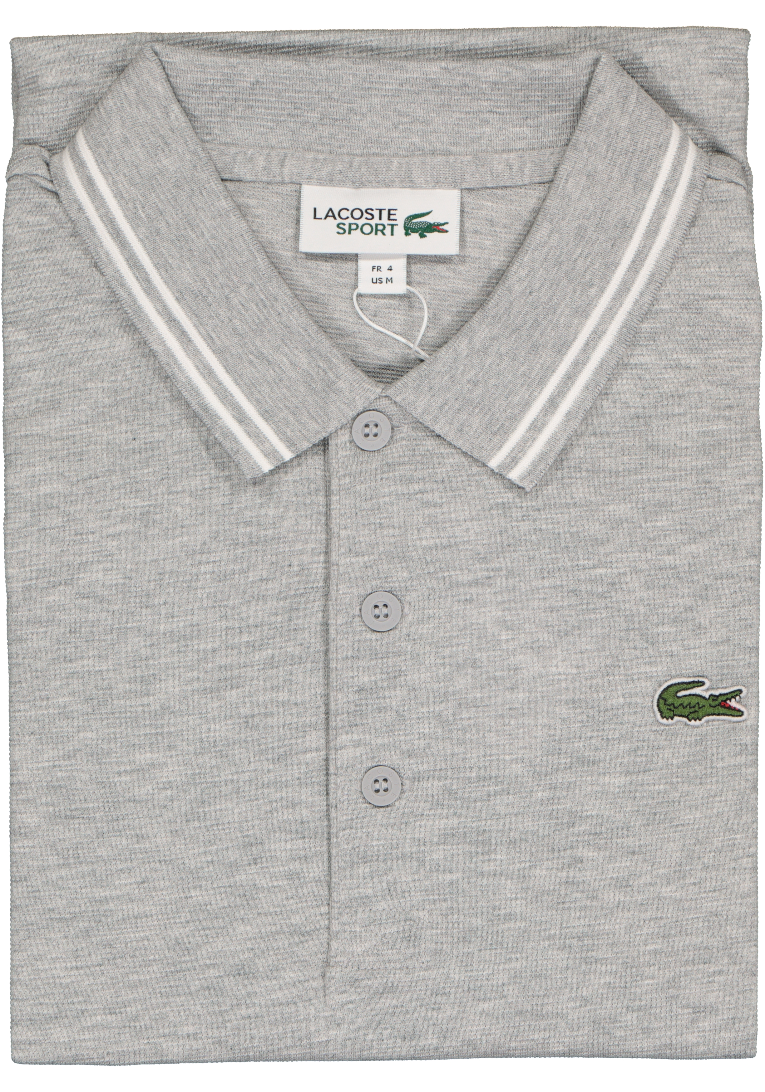 Lacoste Sport polo Regular Fit, super light knit, grijs melange met wit