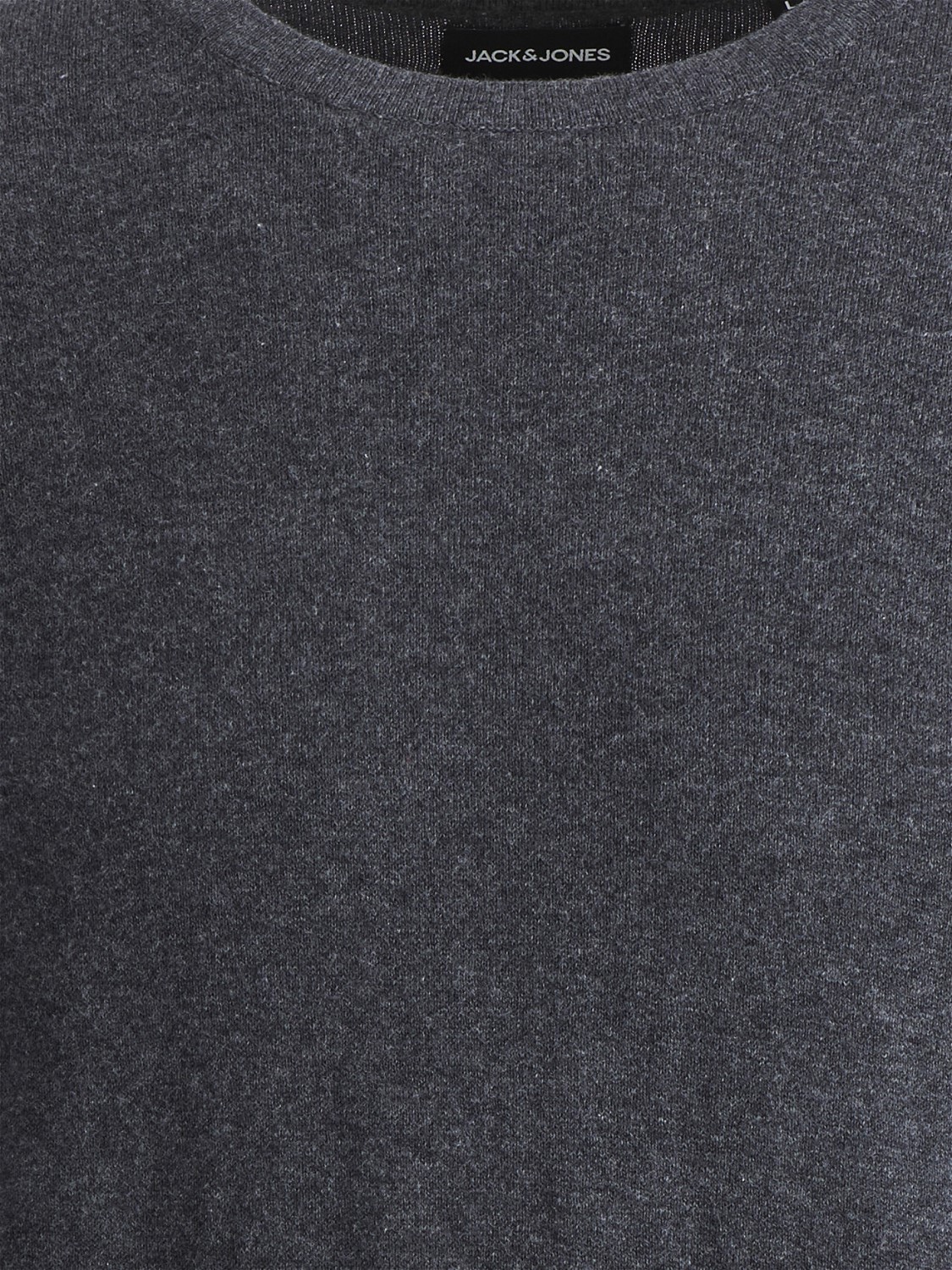 JACK & JONES Emil knit crew neck slim fit, heren pullover viscosemengsel met O-hals, donkergrijs melange