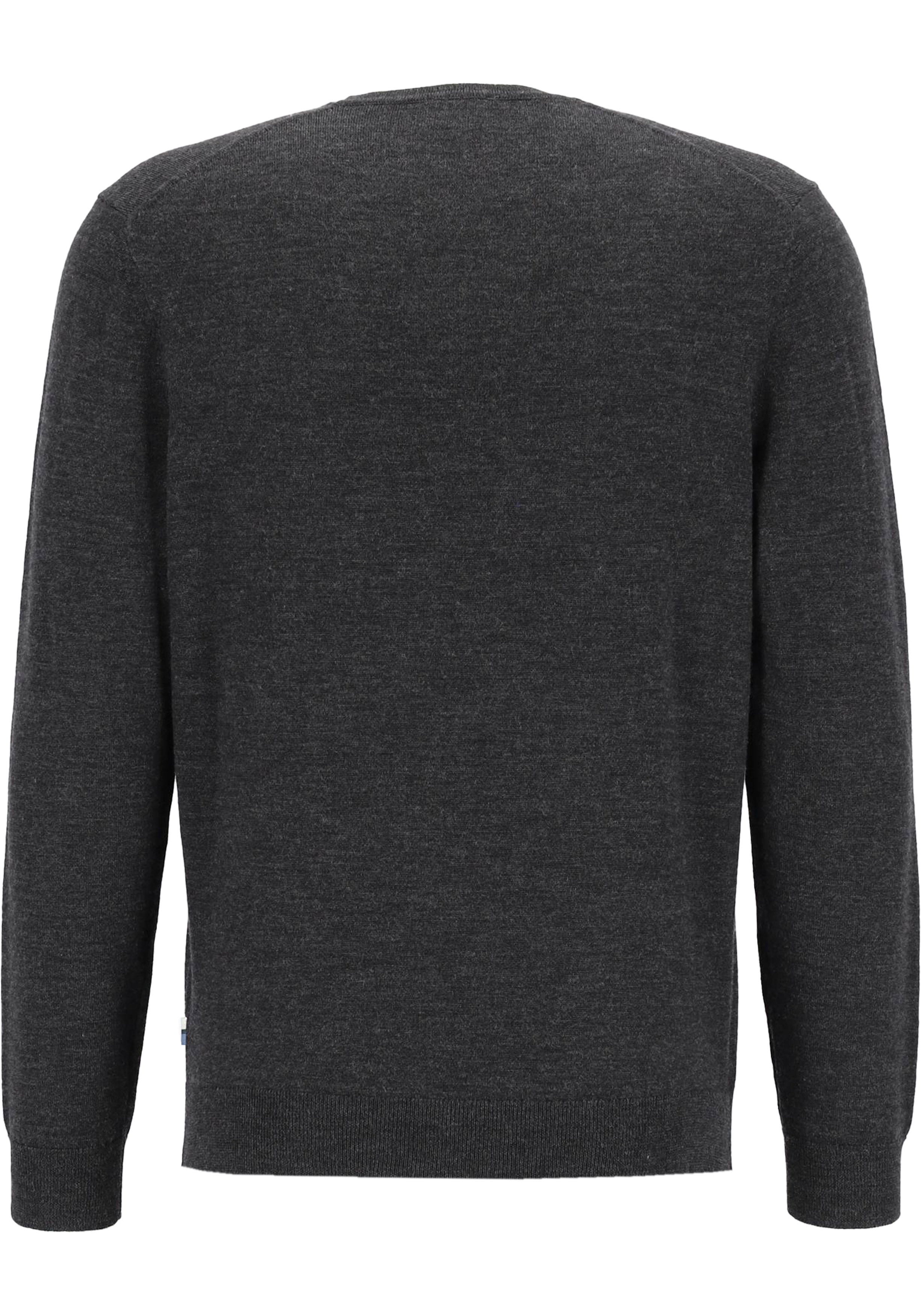 OLYMP modern fit trui wol, V-hals, antraciet grijs