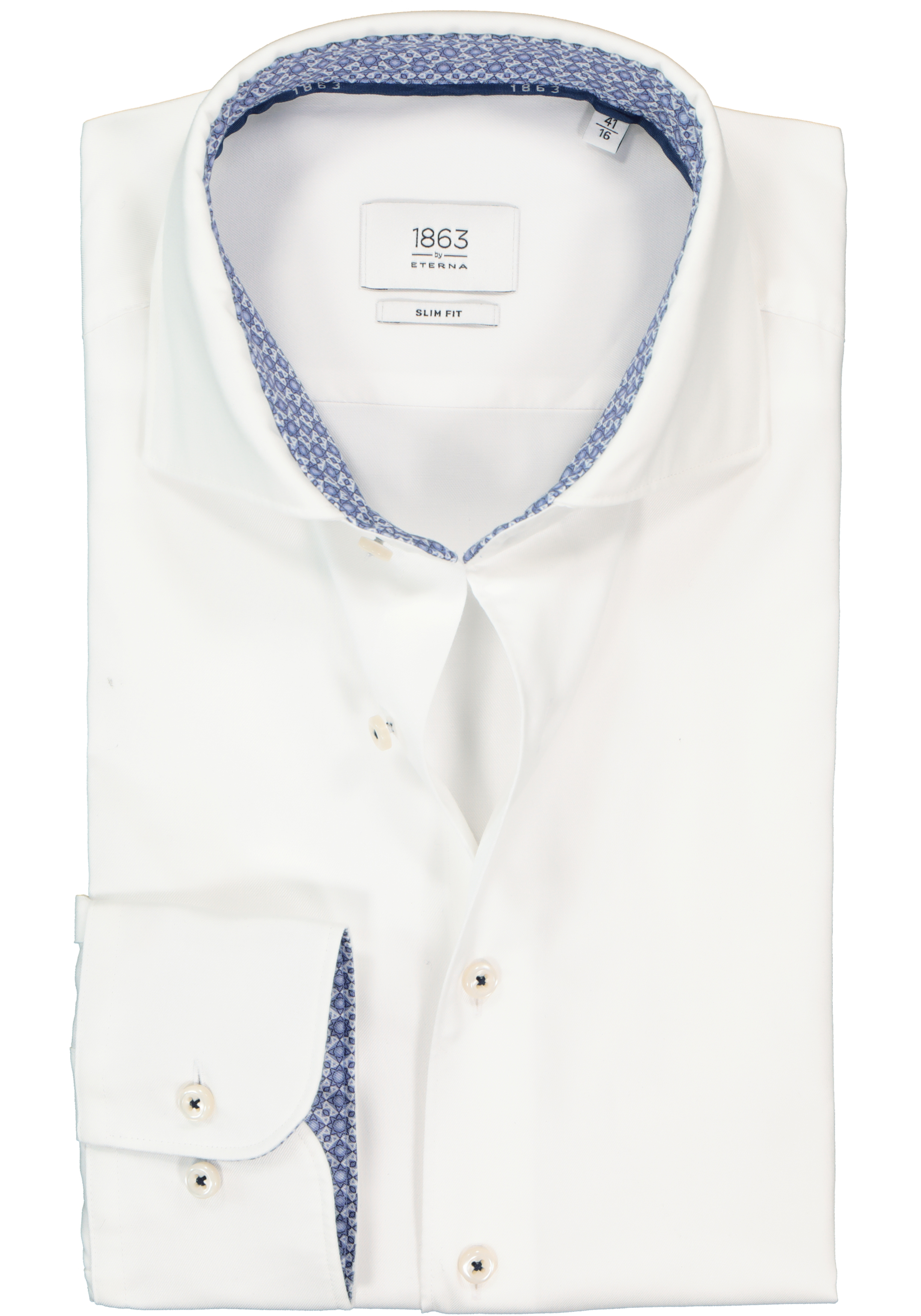 ETERNA 1863 slim fit casual Soft tailoring overhemd, twill heren overhemd, wit (contrast)