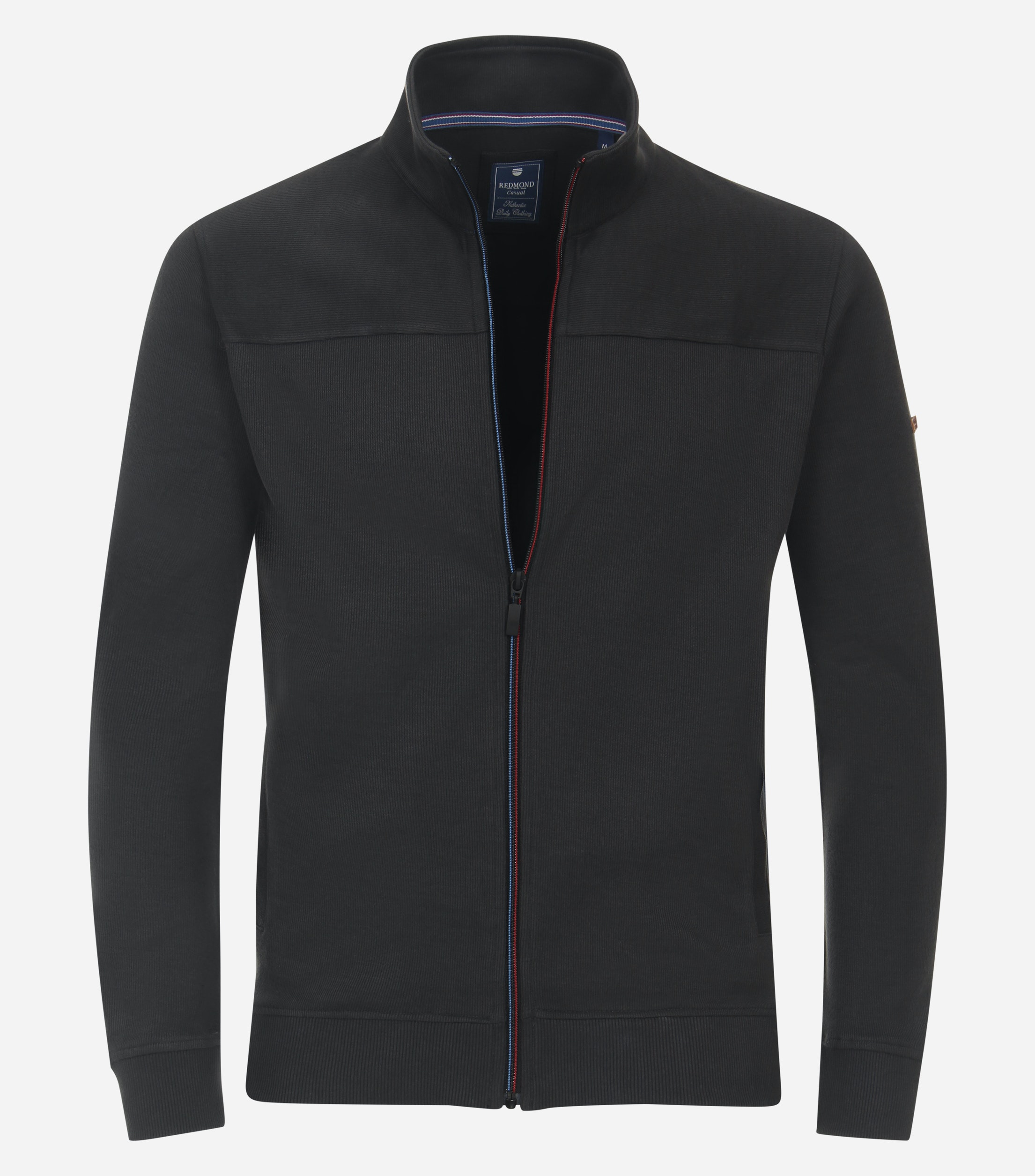 Redmond heren sweatvest katoen, opstaande kraag, grijs (middeldik)