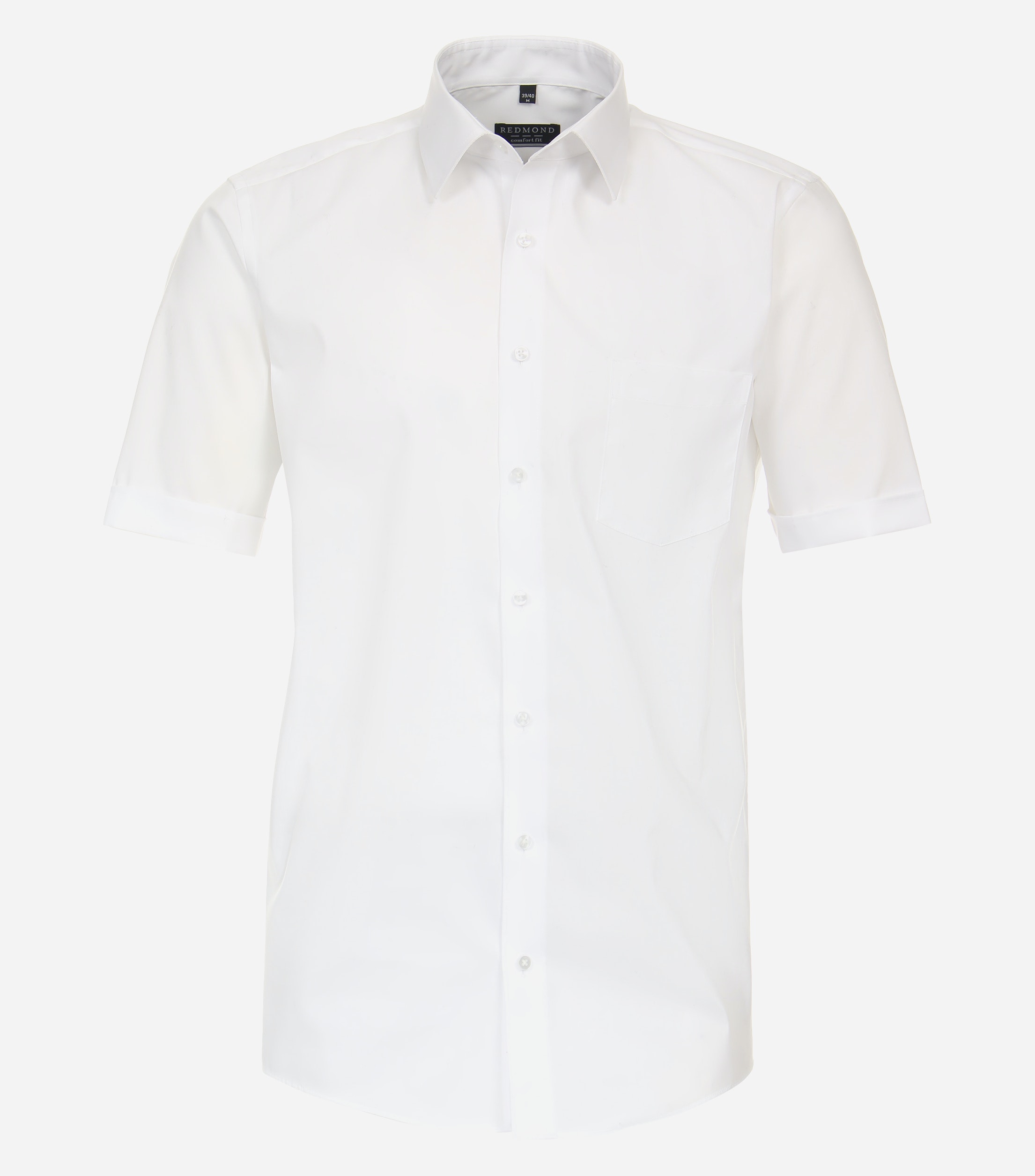 Redmond comfort fit overhemd korte mouw popeline wit