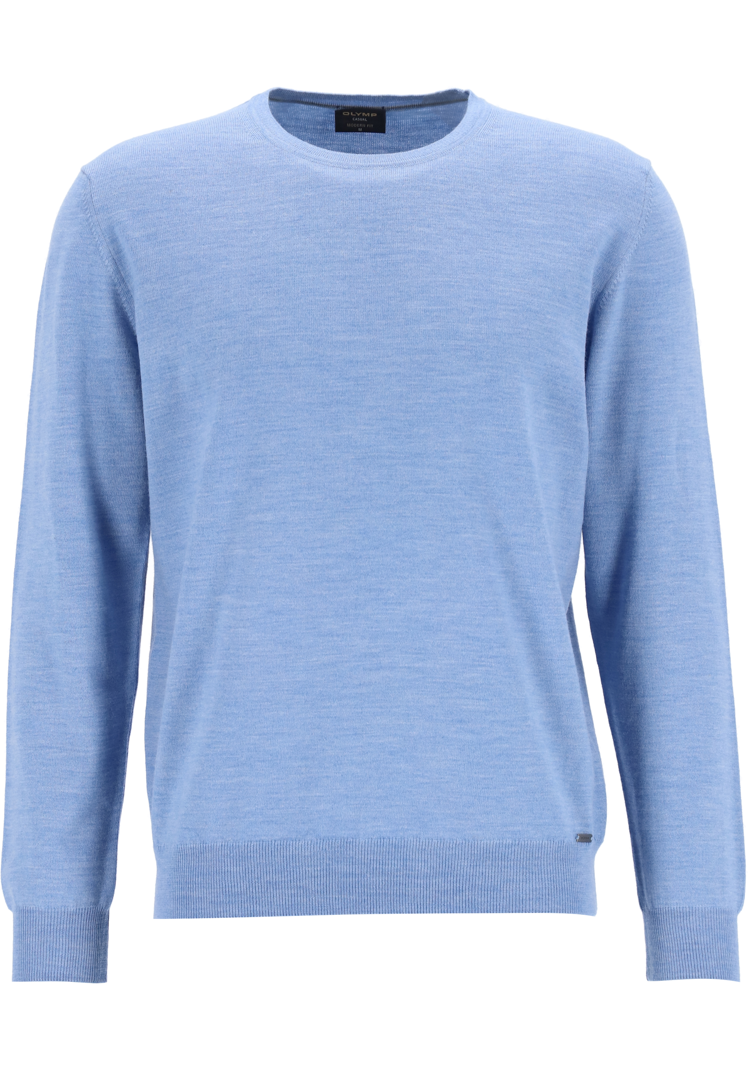 OLYMP modern fit trui wol, O-hals, lichtblauw