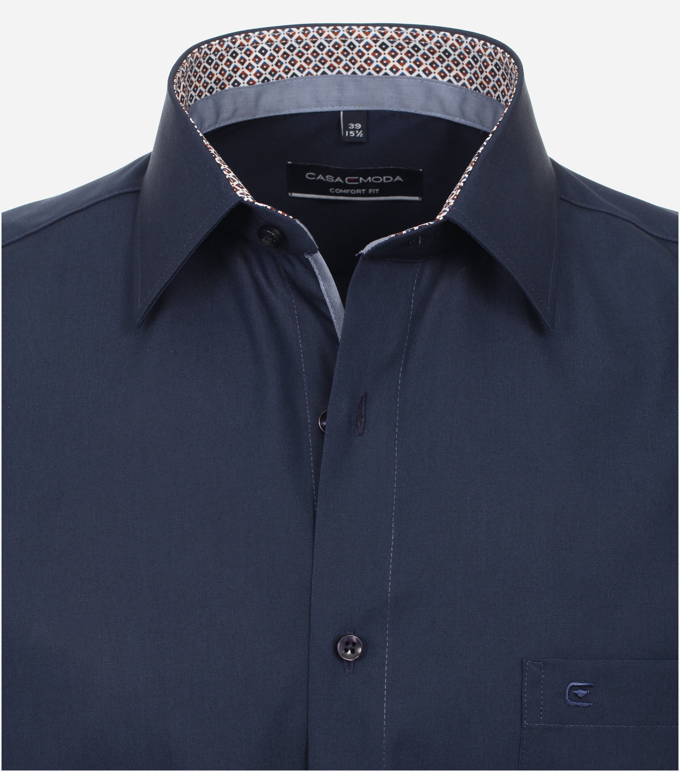 CASA MODA comfort fit overhemd, korte mouw, popeline, blauw