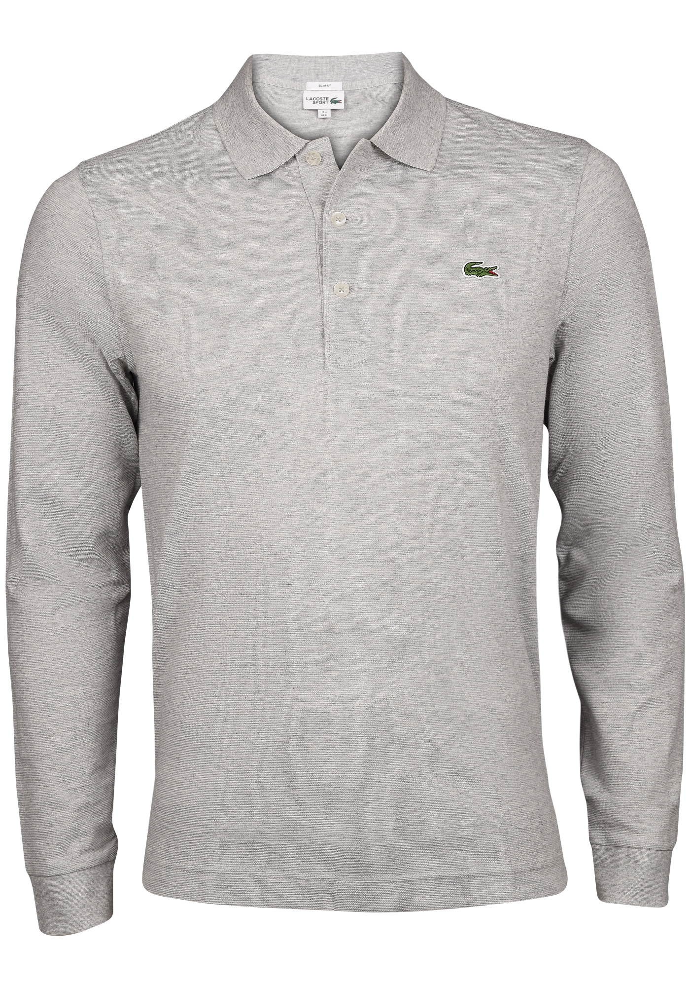 Lacoste Sport slim fit polo, poloshirt lange mouw, lichtgrijs melange