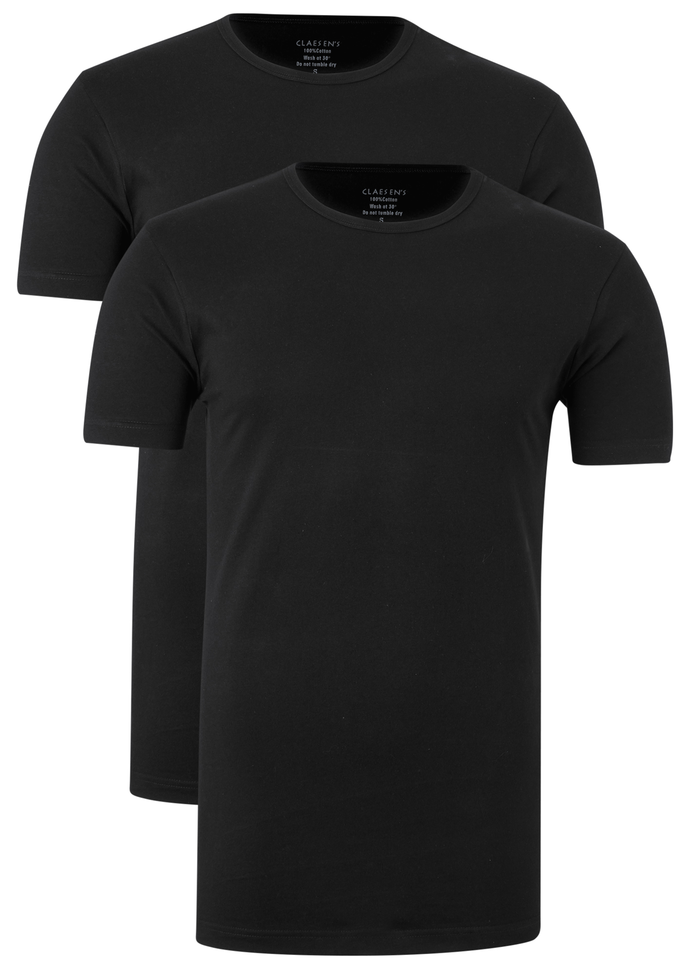 Claesen's Basics T-shirts (2-pack), heren T-shirts O-hals, zwart