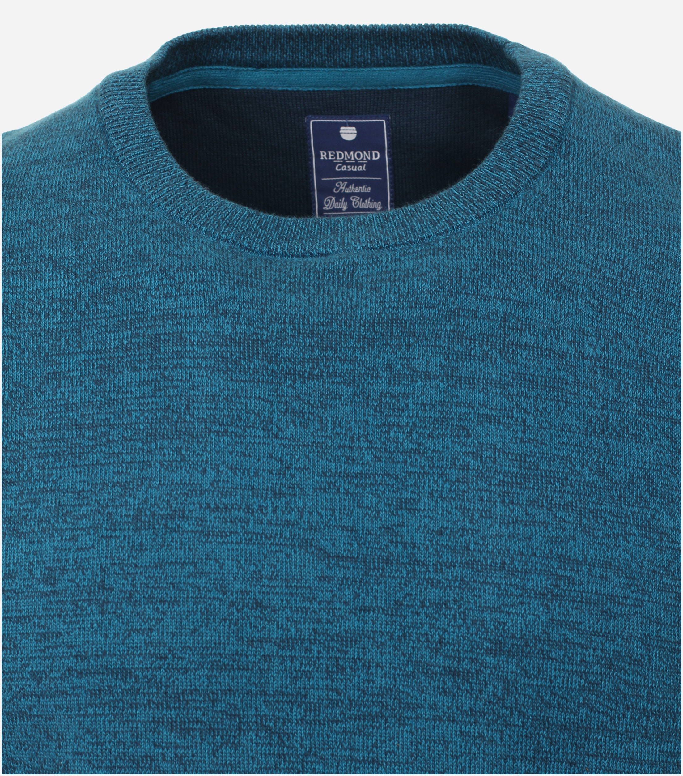 Redmond heren trui katoen, O-hals, blauw (middeldik)