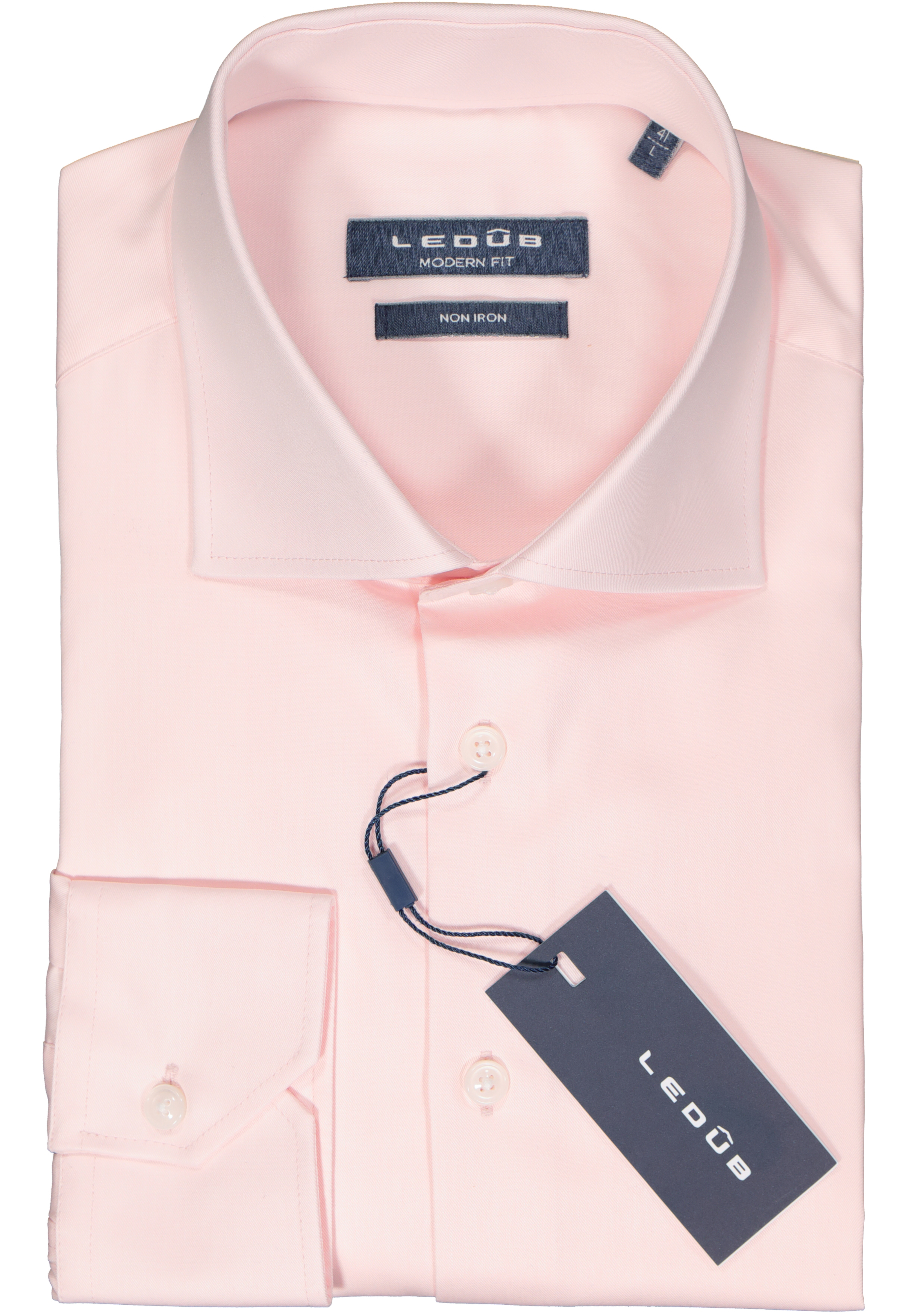 Ledub modern fit overhemd, twill, lichtroze
