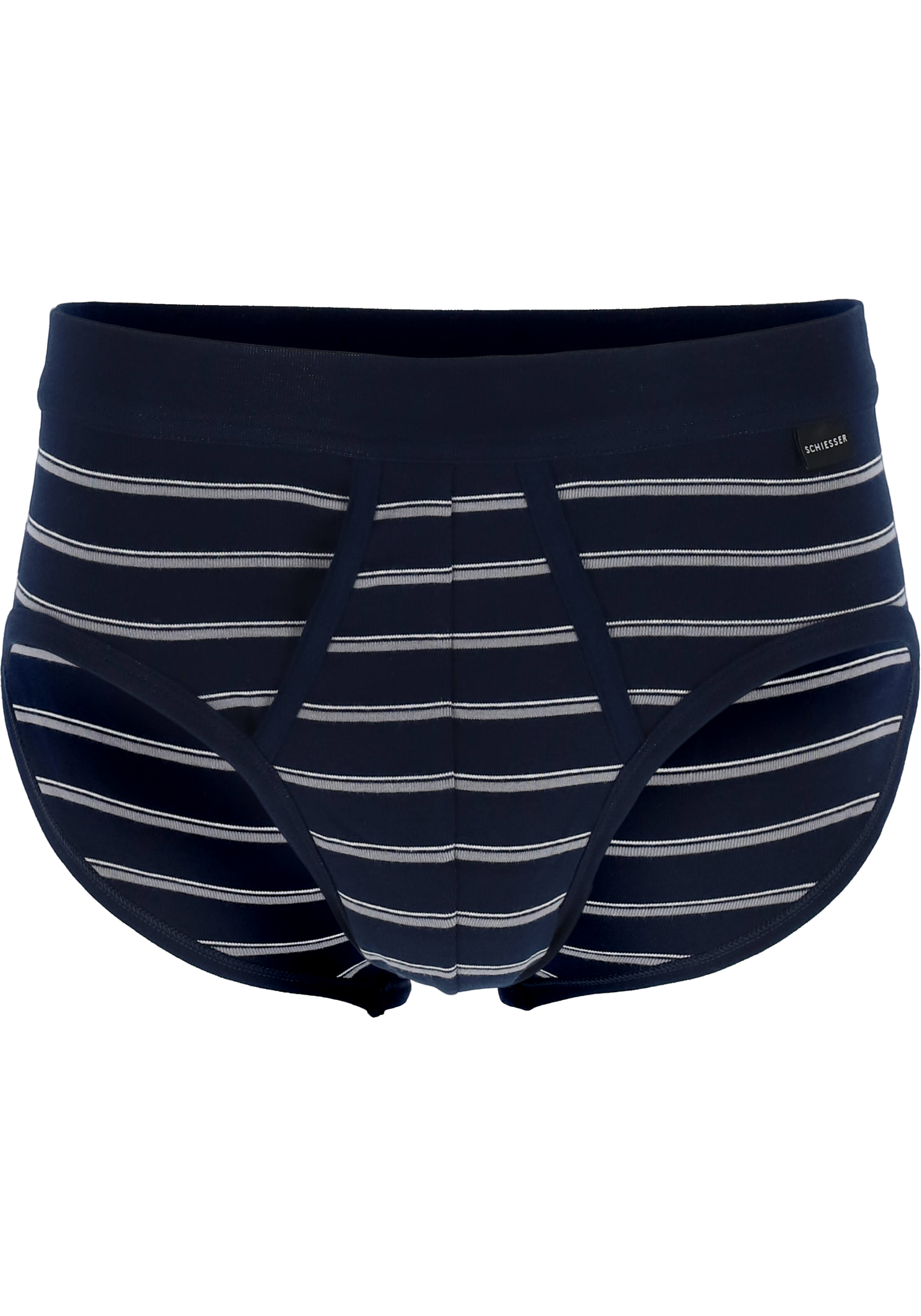 SCHIESSER Original Classics sportslips (2-pack), Feinripp met gulp, donkerblauw gestreept           