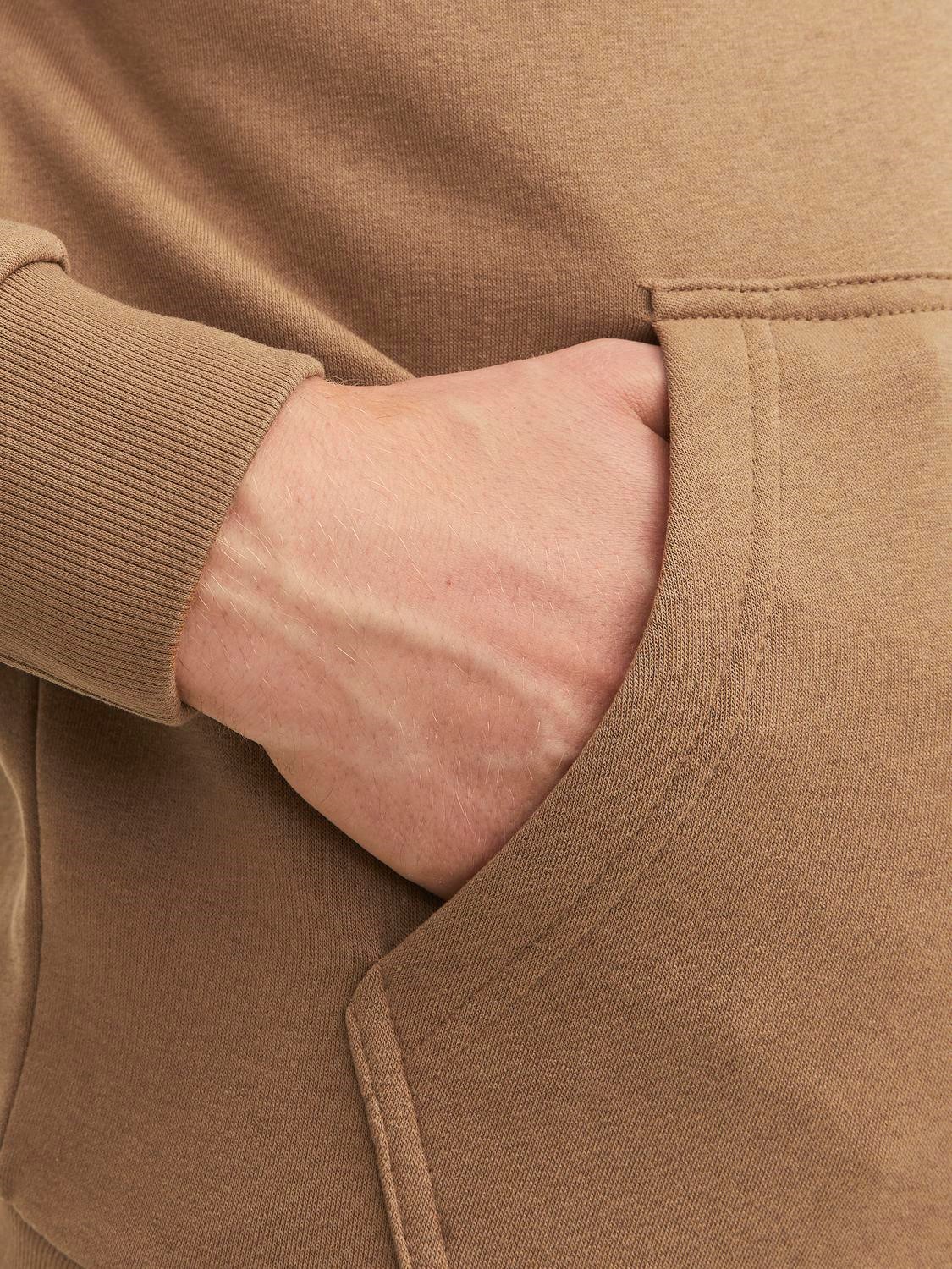 JACK & JONES Bradley sweat hood regular fit, heren hoodie katoenmengsel met capuchon, camel bruin