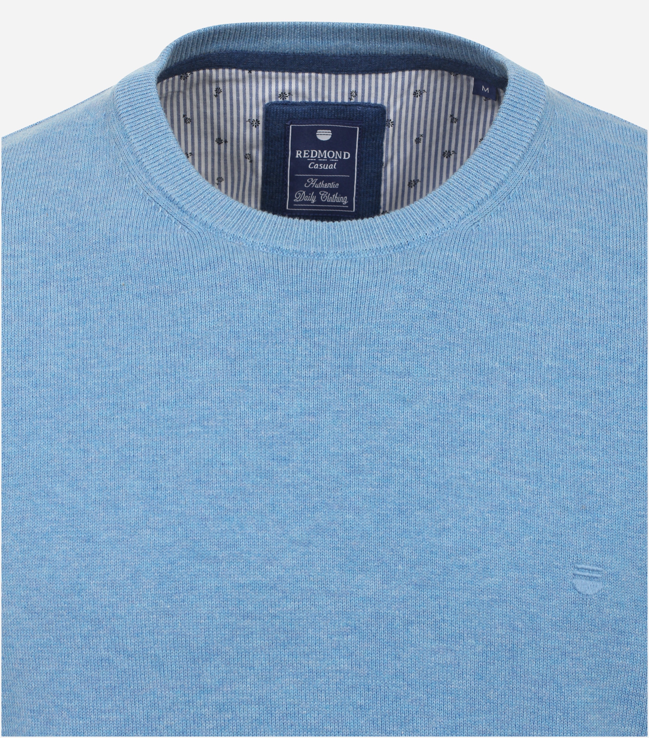 Redmond heren trui katoen, O-hals, blauw (middeldik)