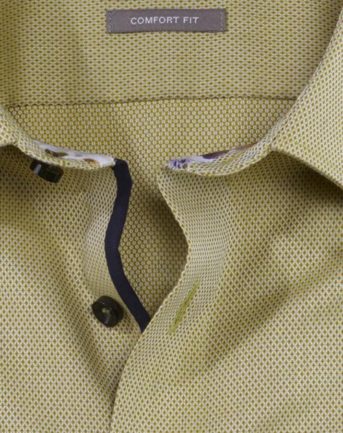OLYMP Luxor comfort fit overhemd, korte mouw, structuur, limoen
