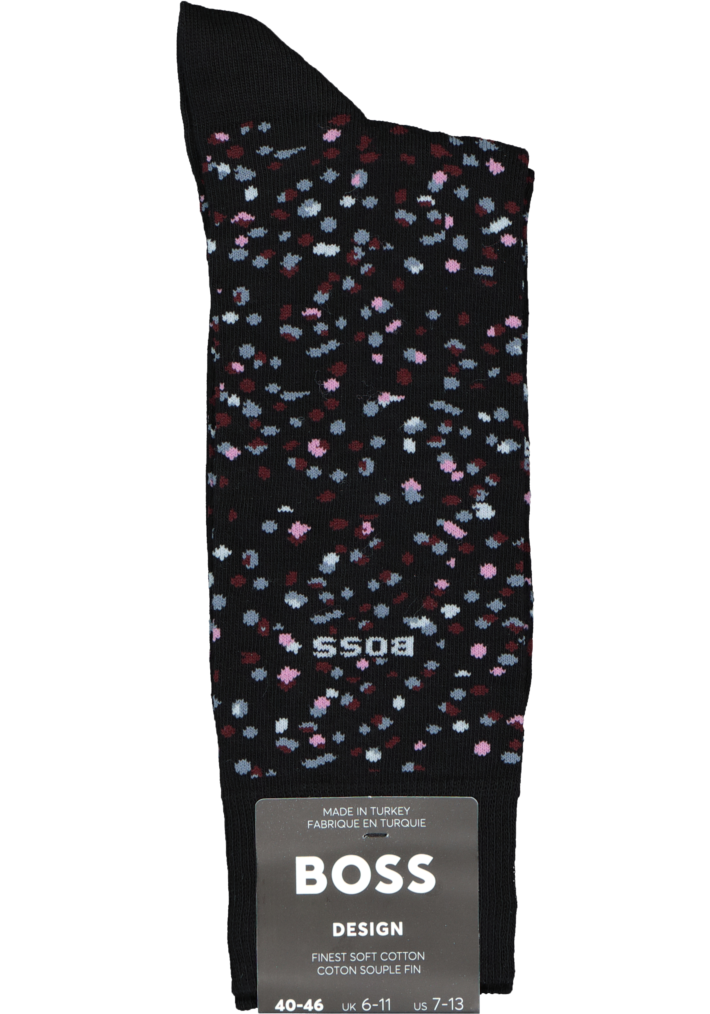 HUGO BOSS cadeauset sokken, giftbox met 3 paar heren sokken, zwart, bordeaux en dessin