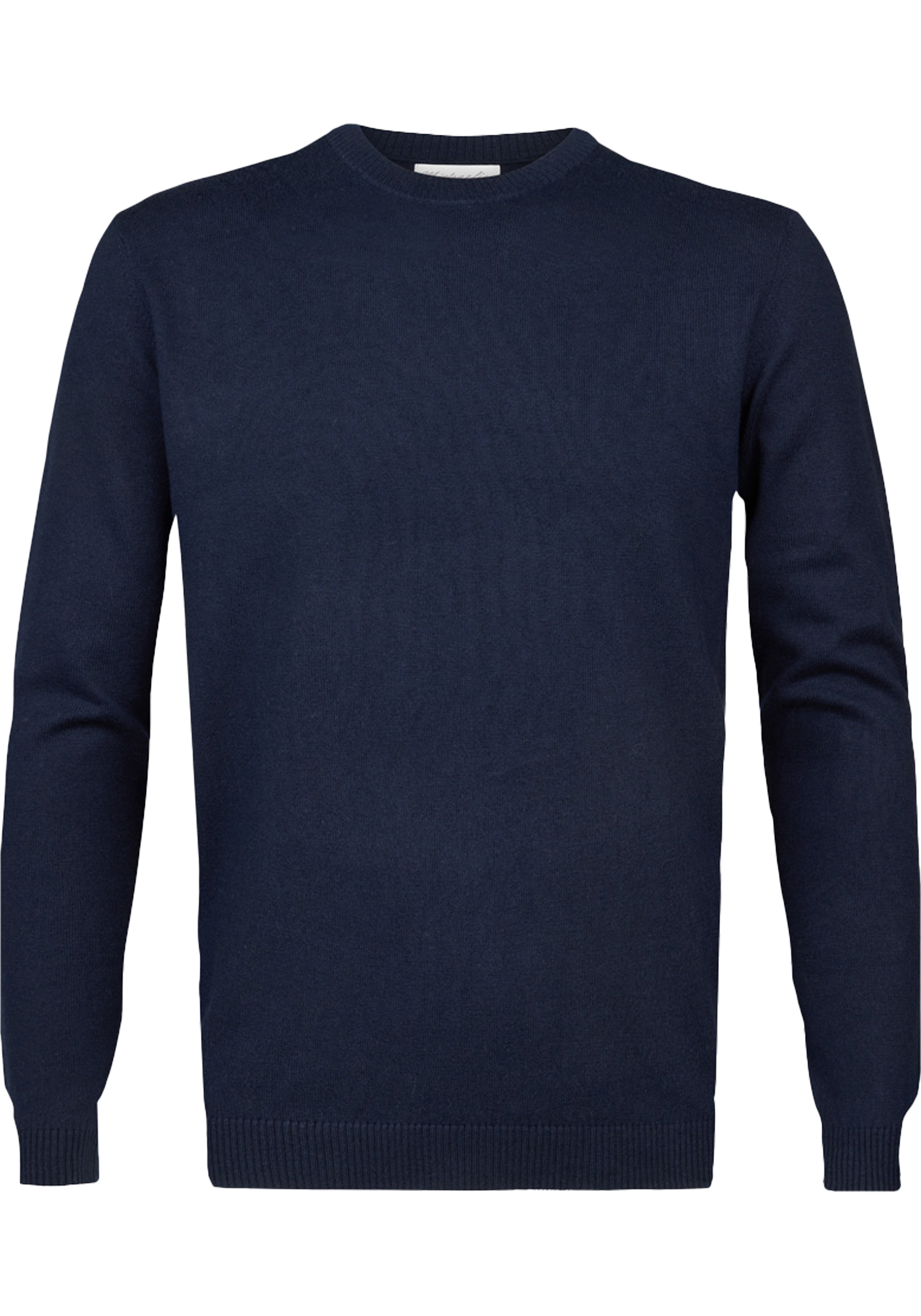 Michaelis heren trui katoenmengsel, slim fit trui met O-hals, navy blauw