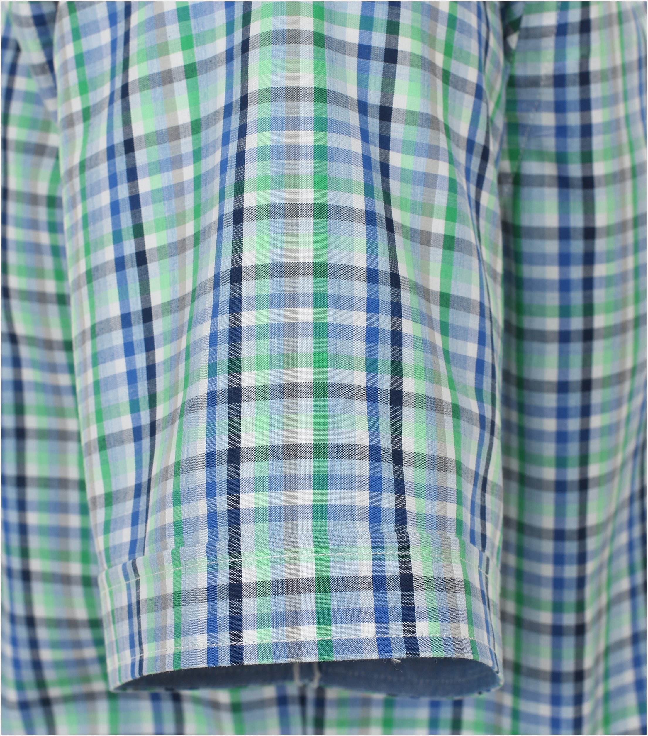 Redmond modern fit overhemd, korte mouw, popeline, groen geruit