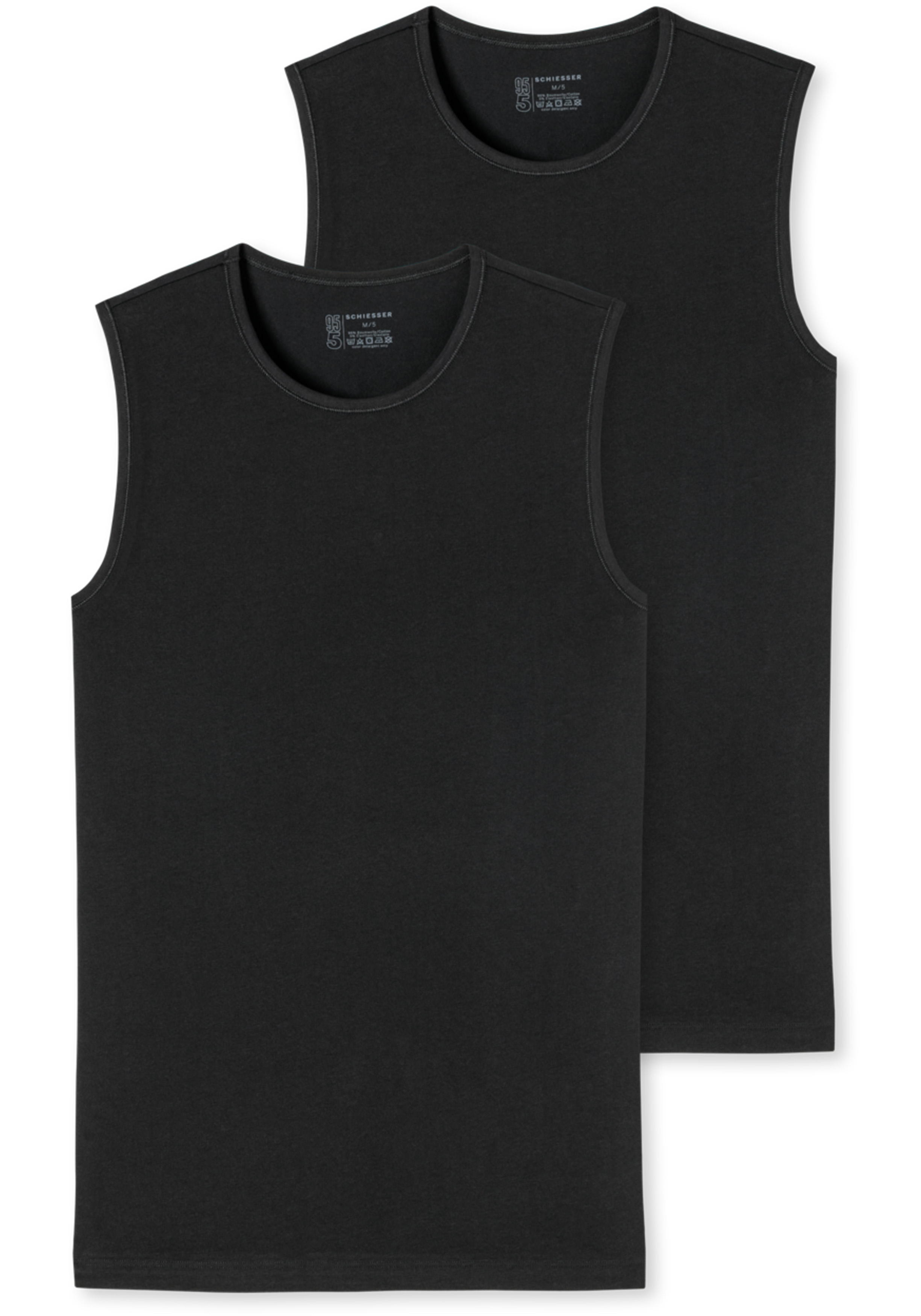 SCHIESSER 95/5 tanktops (2-pack), O-hals, zwart