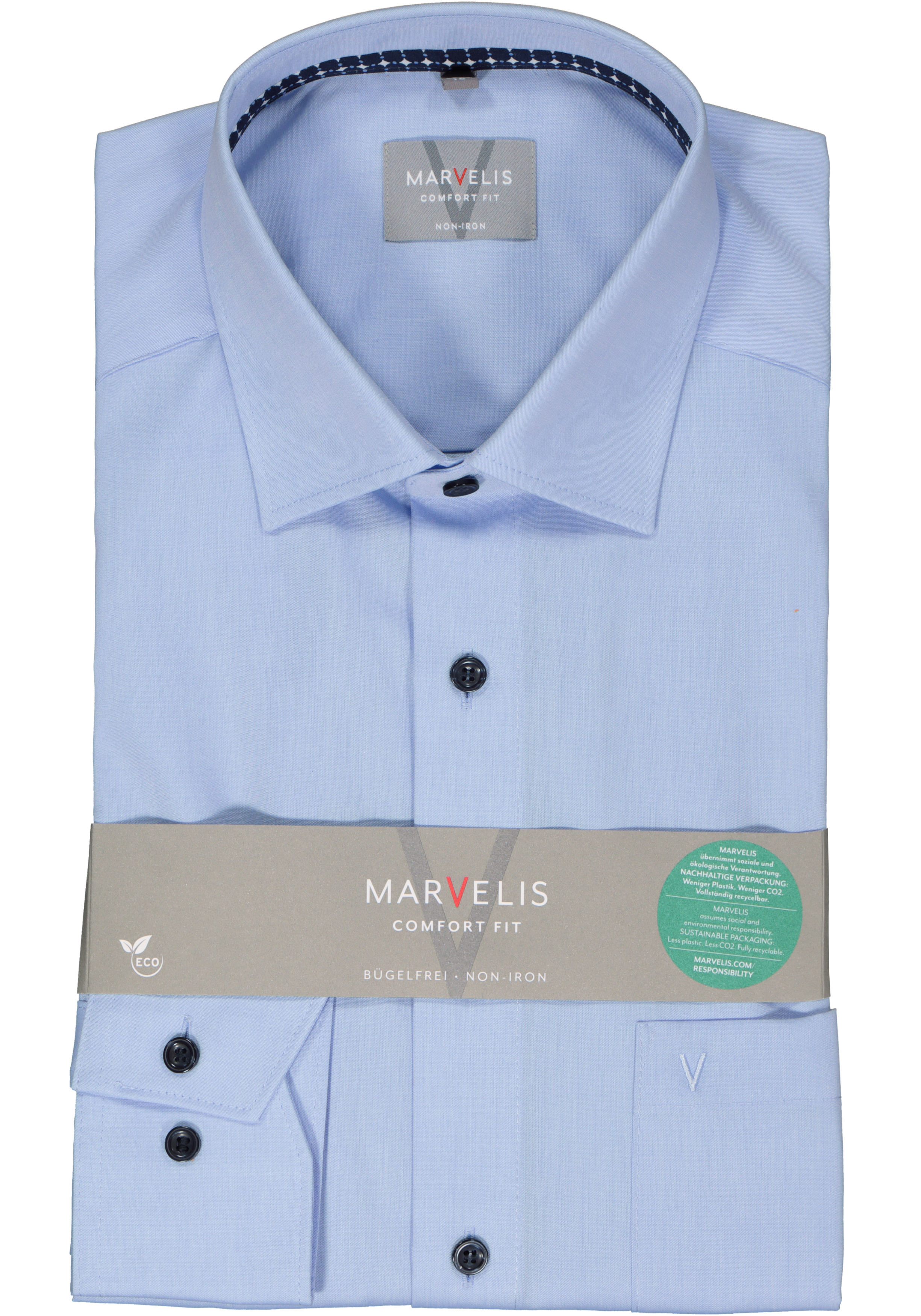 MARVELIS comfort fit overhemd, popeline, lichtblauw