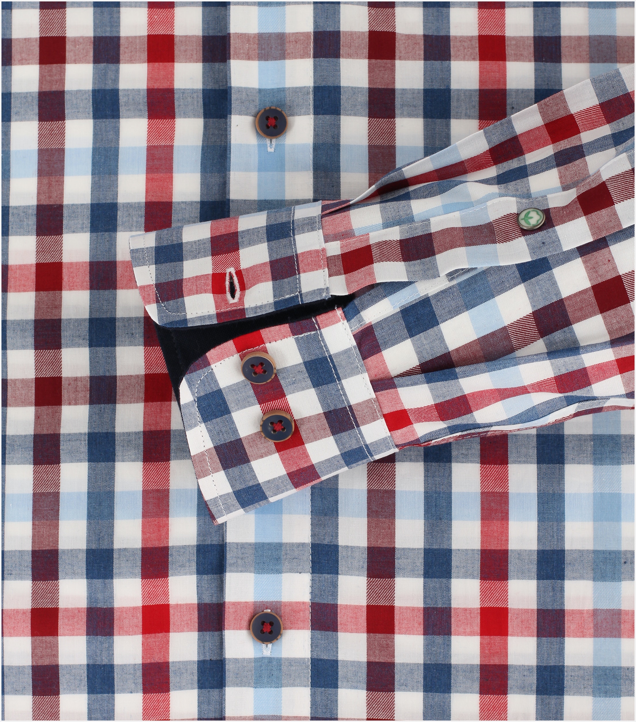 Redmond comfort fit overhemd, popeline, rood geruit