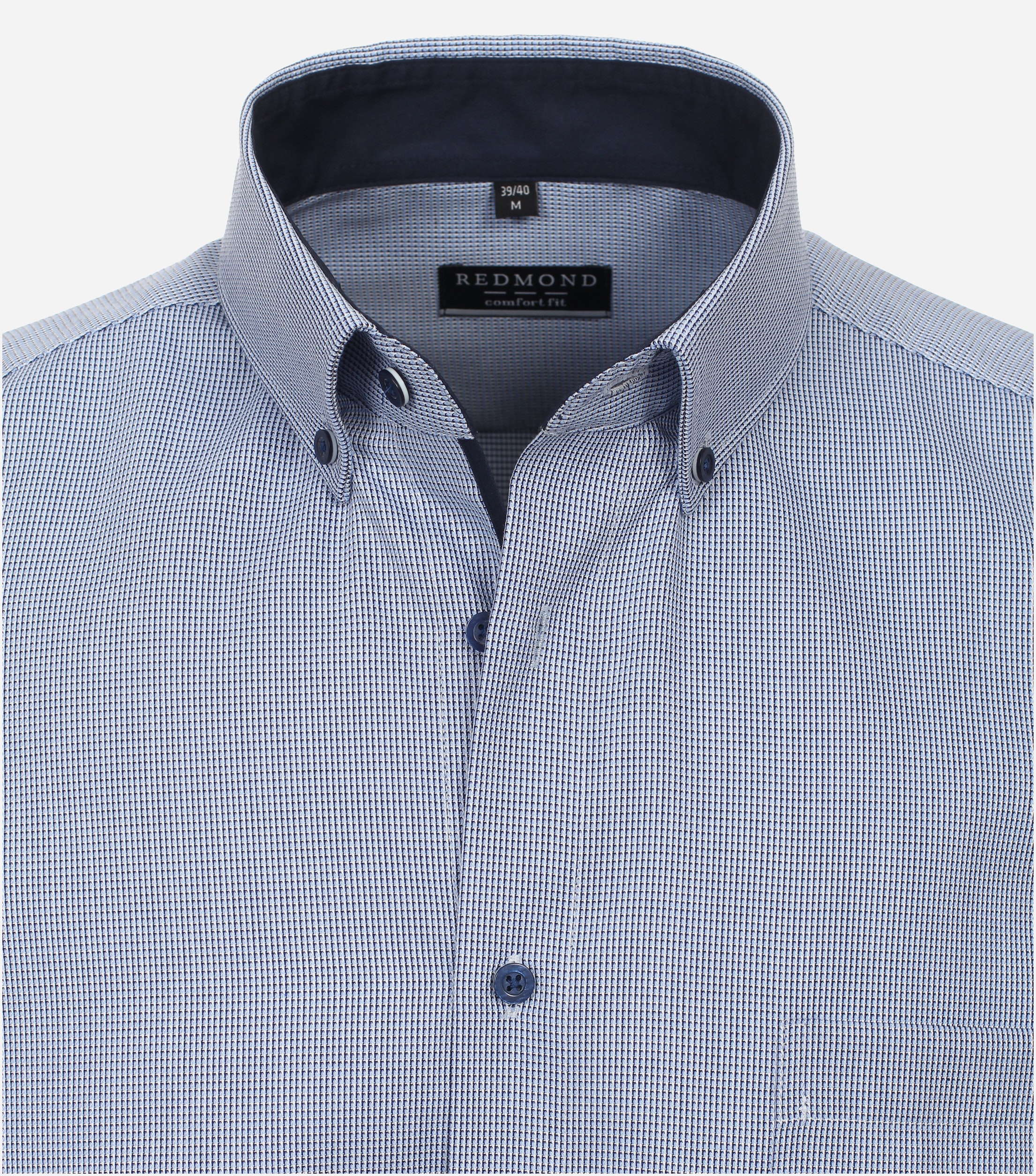 Redmond comfort fit overhemd, popeline, blauw dessin