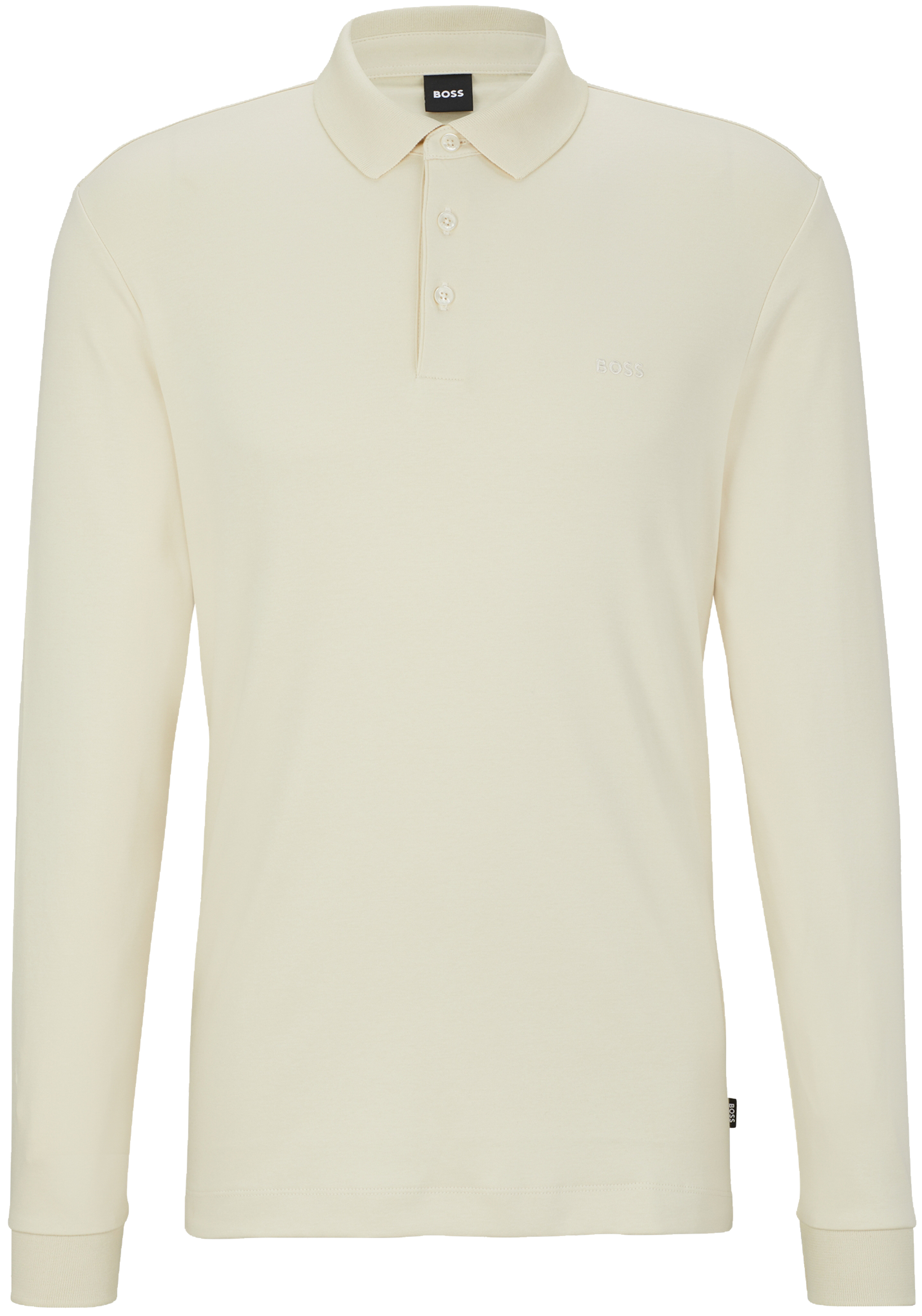 BOSS Pado regular fit polo lange mouw, jersey, wit